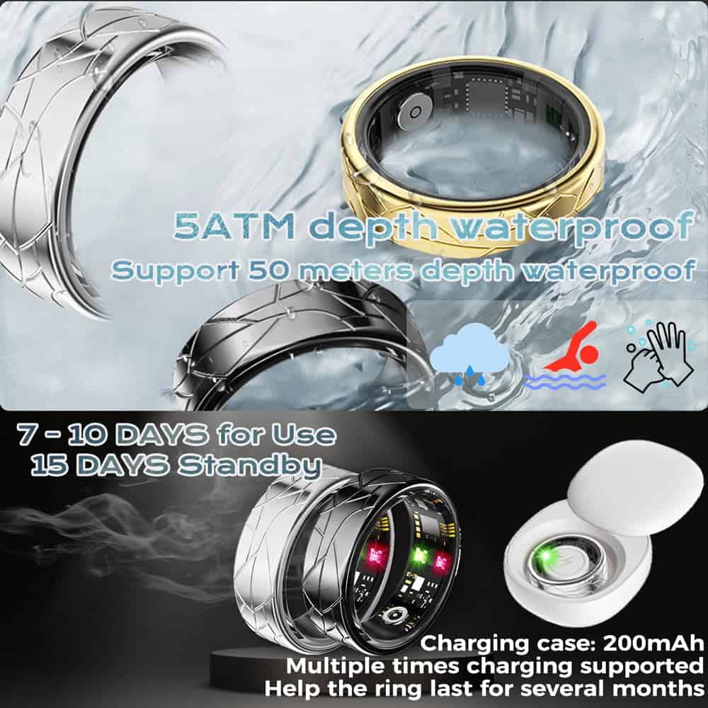 Jawploy Smart Ring Fitness Tracker Sleep -Silver - Imagen 8