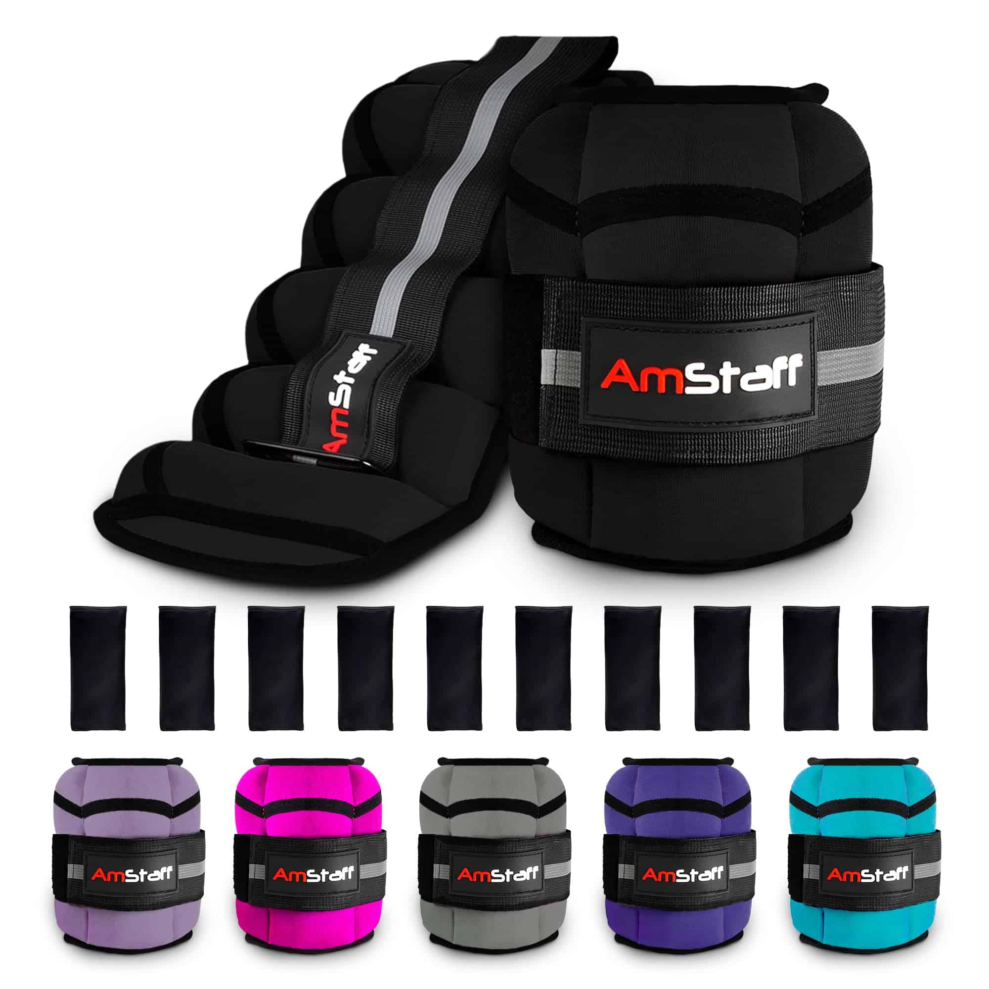 Pesas de tobillo ajustables AmStaff Fitness 1 -Negro