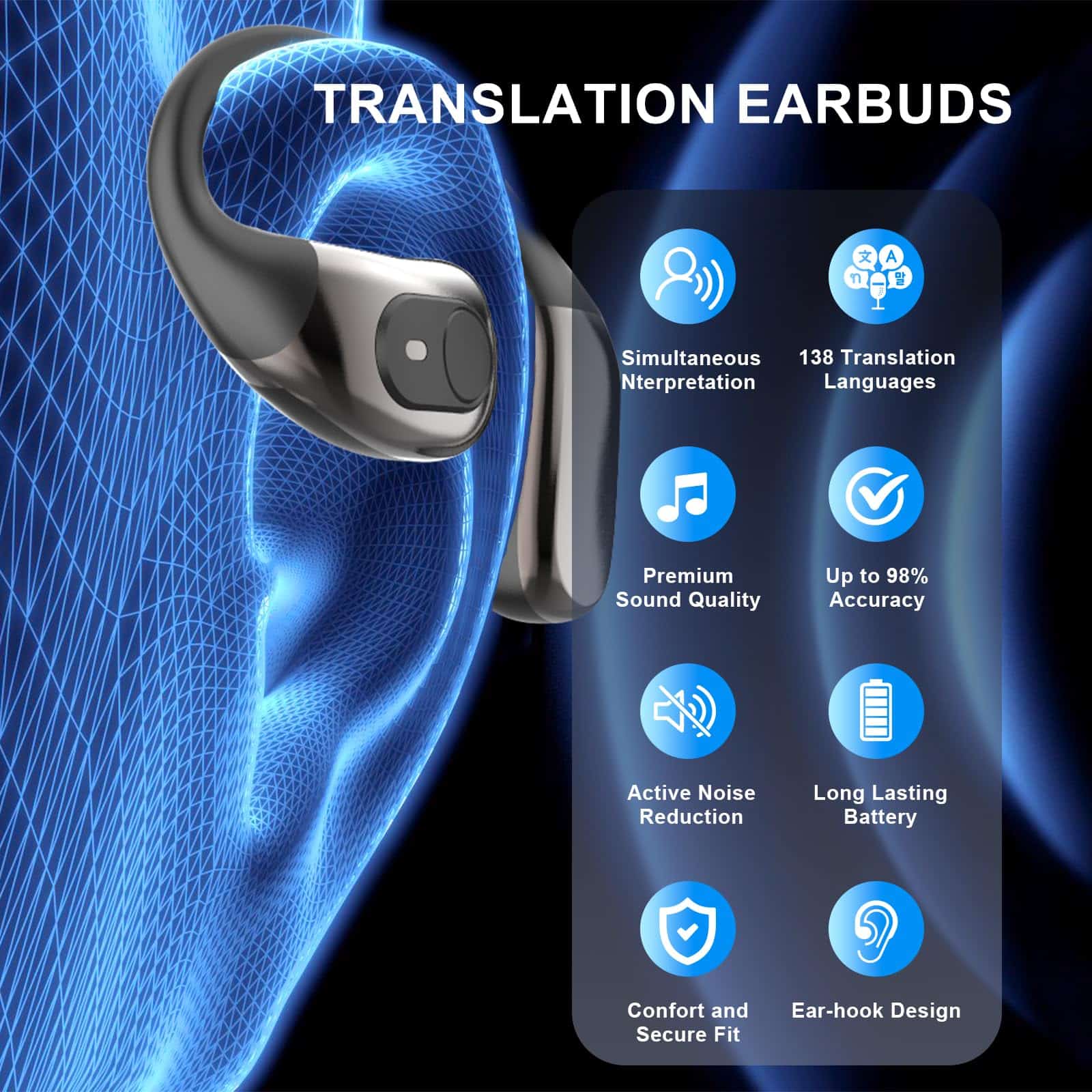 Audífonos Traductores de Idiomas 3-en-1 EXCECAR, Traductor - Imagen 8