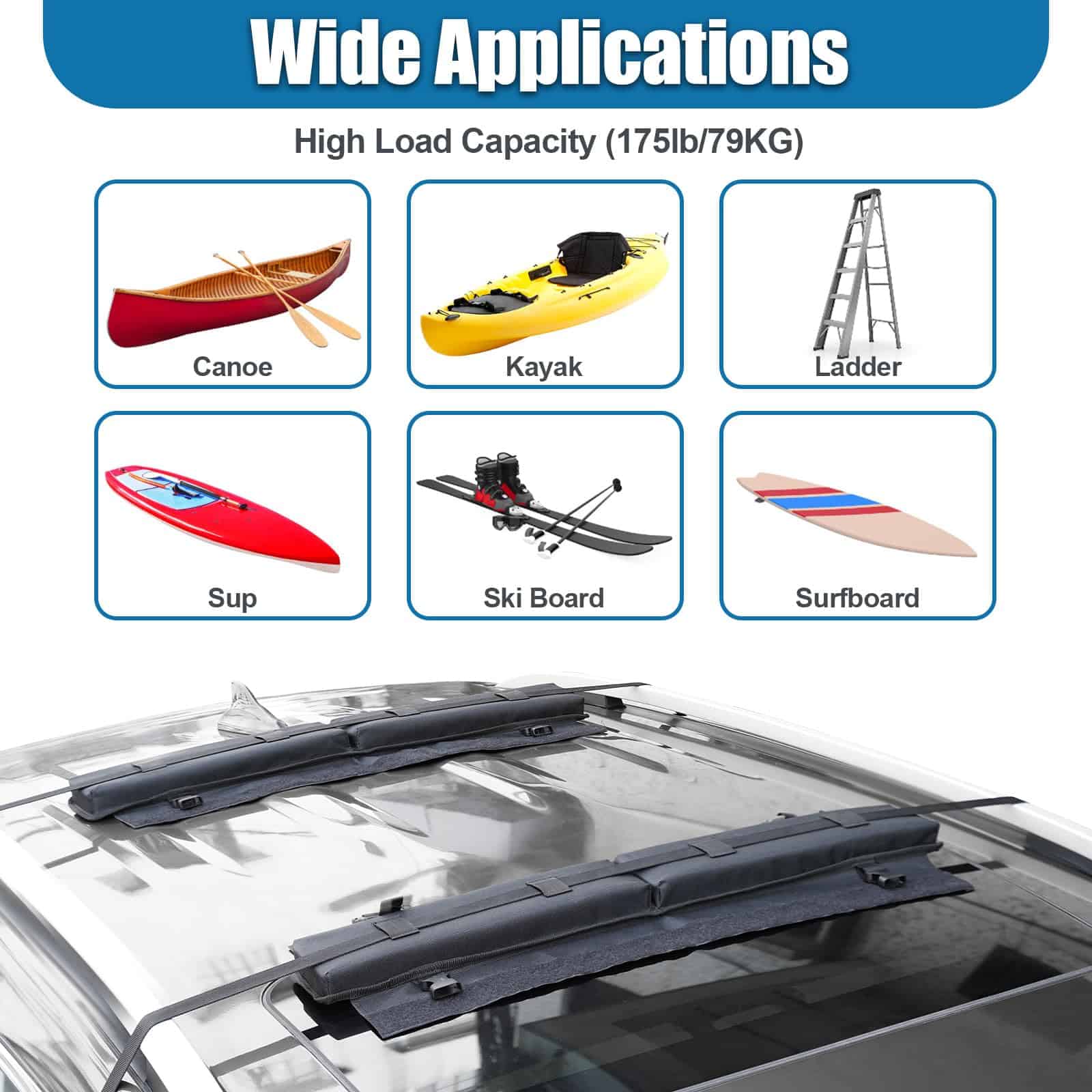 ChimimeDecor Universal Soft Roof Rack Pads Sistema de - Imagen 8