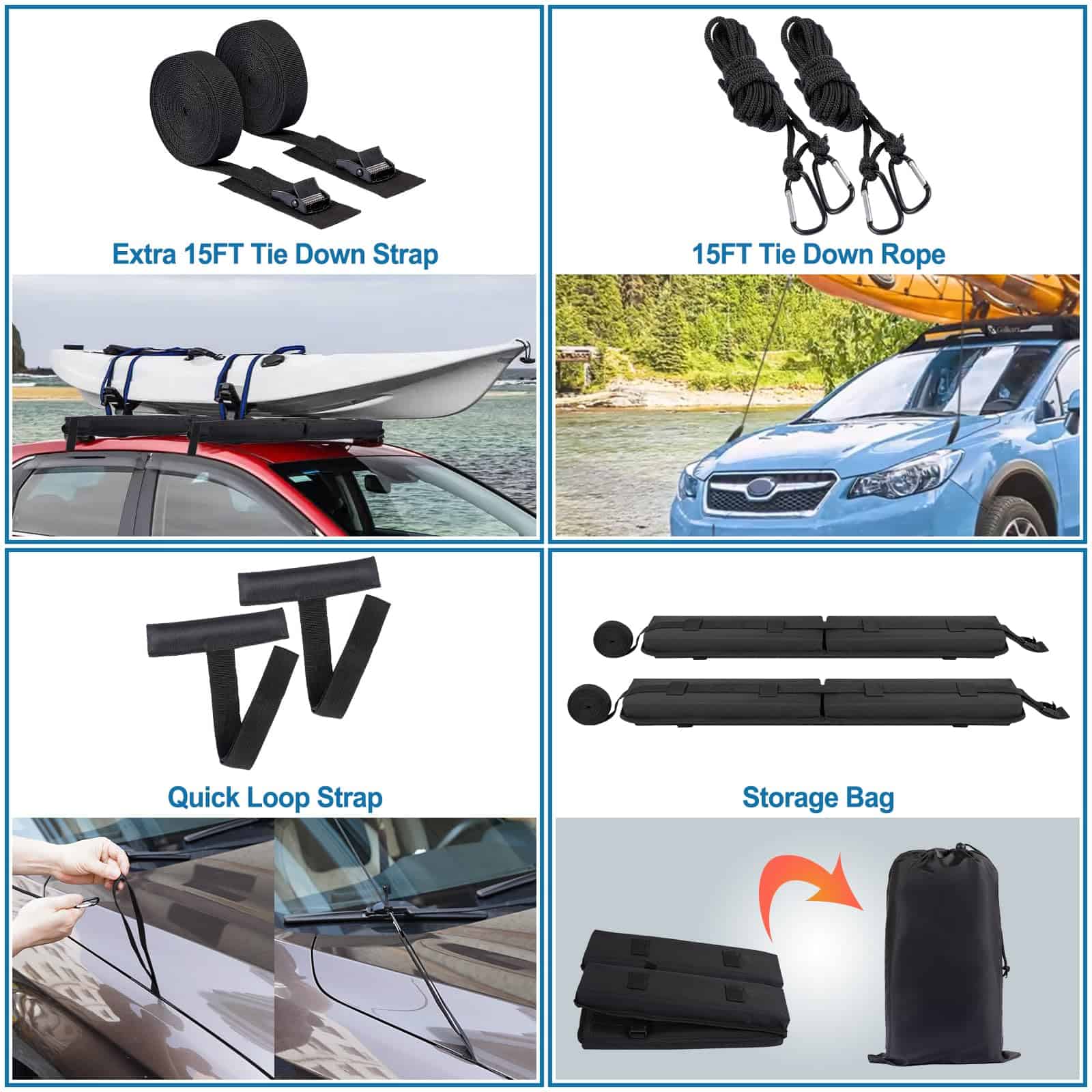 ChimimeDecor Universal Soft Roof Rack Pads Sistema de - Imagen 5