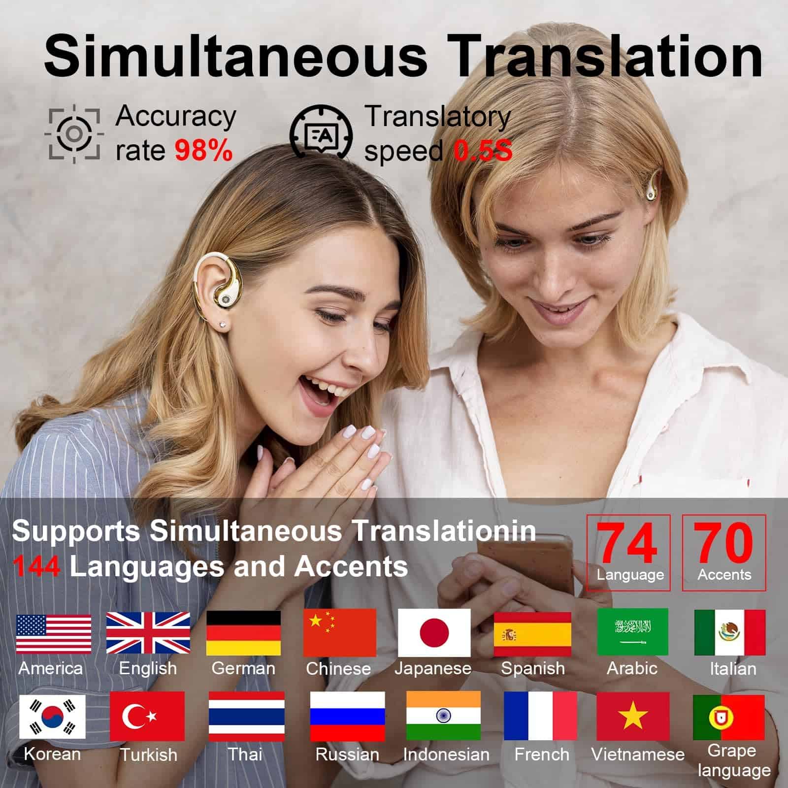 Auriculares Traductores de Idiomas AI, Dispositivo de - Imagen 3