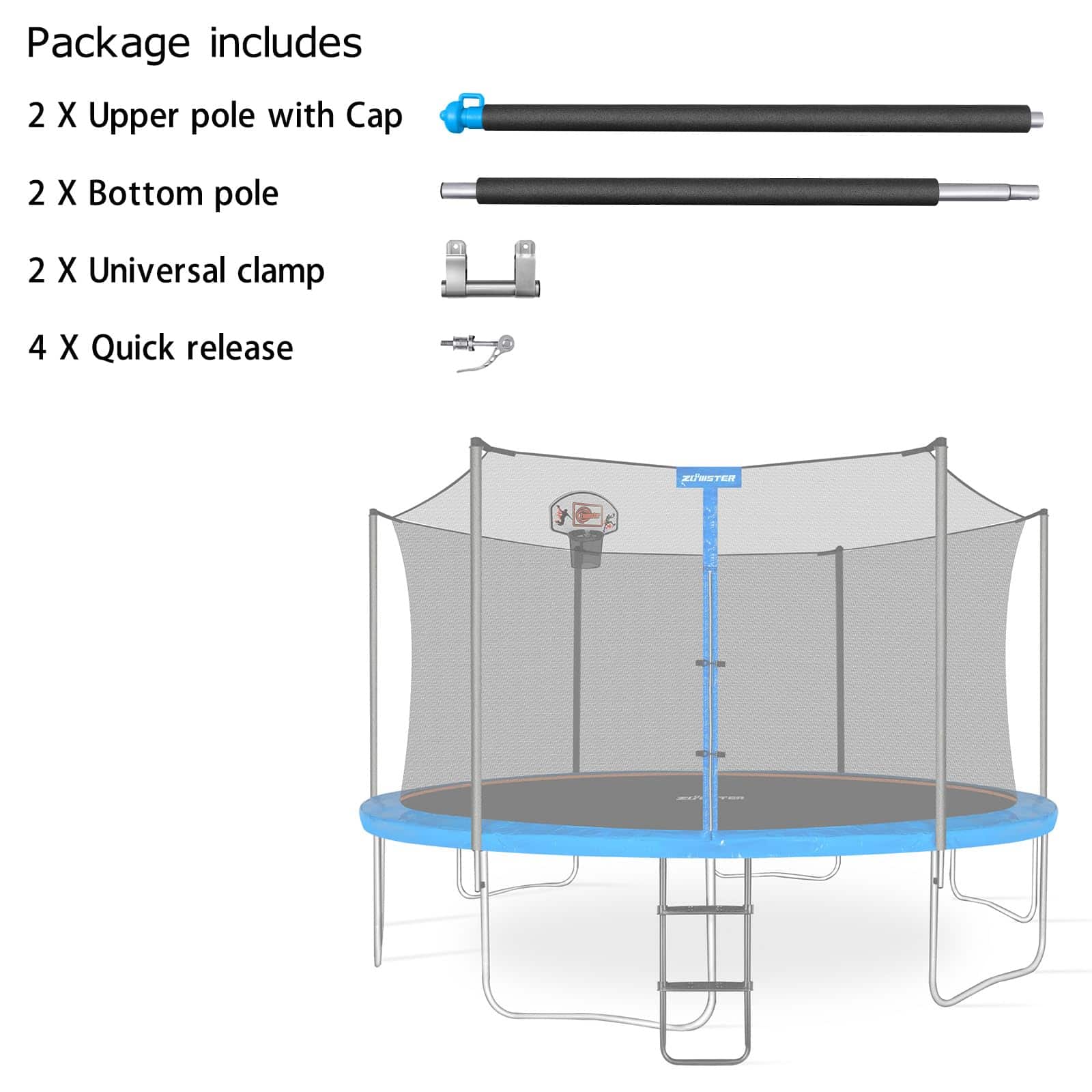 Postes de repuesto para trampolín con abrazadera y hardware - Imagen 3