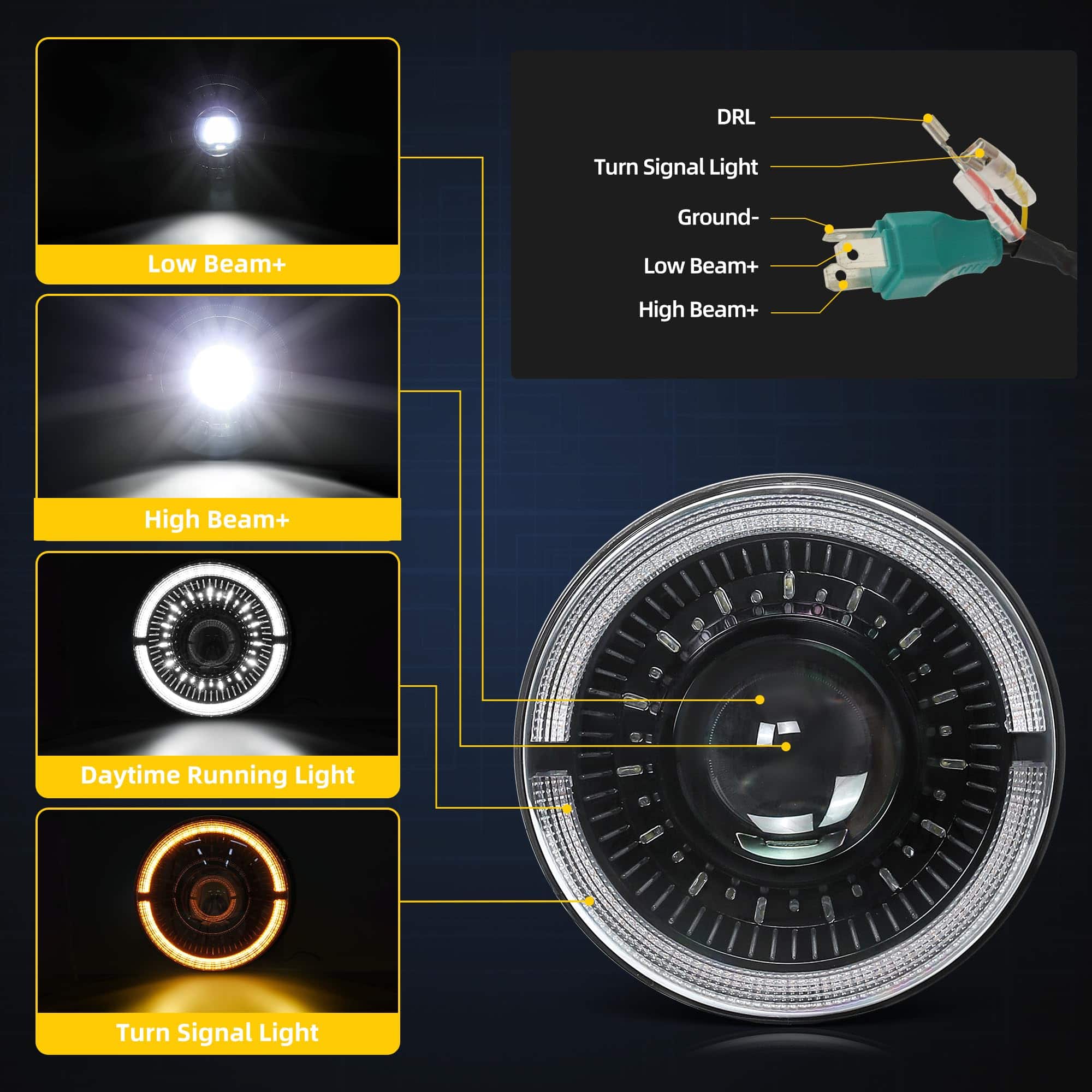 DWVO 2pcs Proyector 7 Pulgadas Faros LED Compatible con - Imagen 4