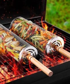 Canastas de grill rodantes para parrilla exterior 2 PZS,
