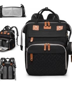 AHNTTGS Mochila para Pañales de Bebé con -Negro