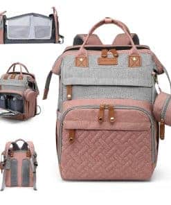 AHNTTGS Mochila para Pañales de Bebé con -Rosa Gris