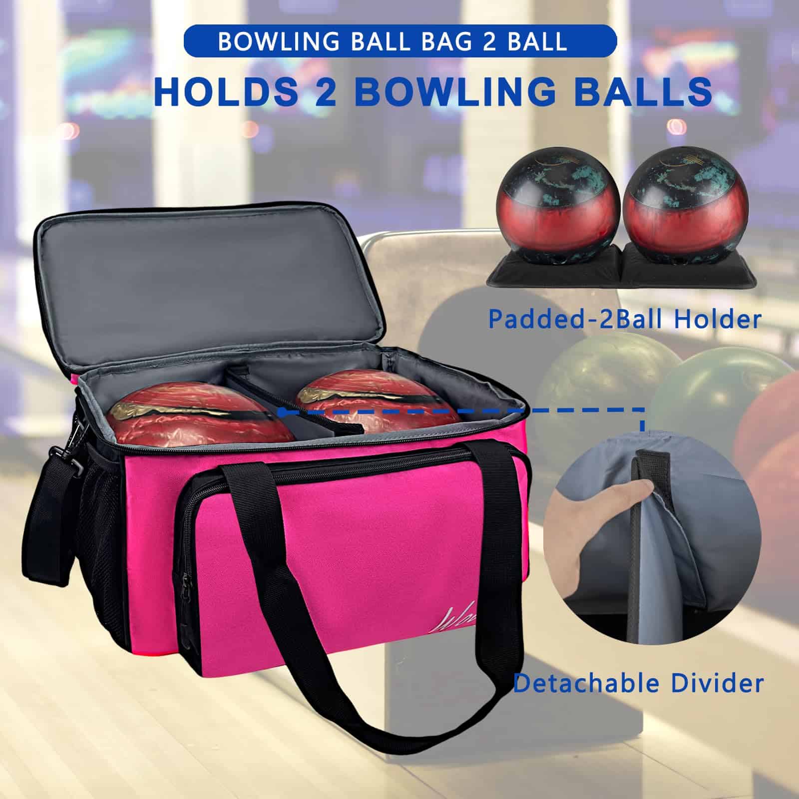Bolso de Bola de Boliche WOLT de 2 Bolas, con Soporte - Imagen 3