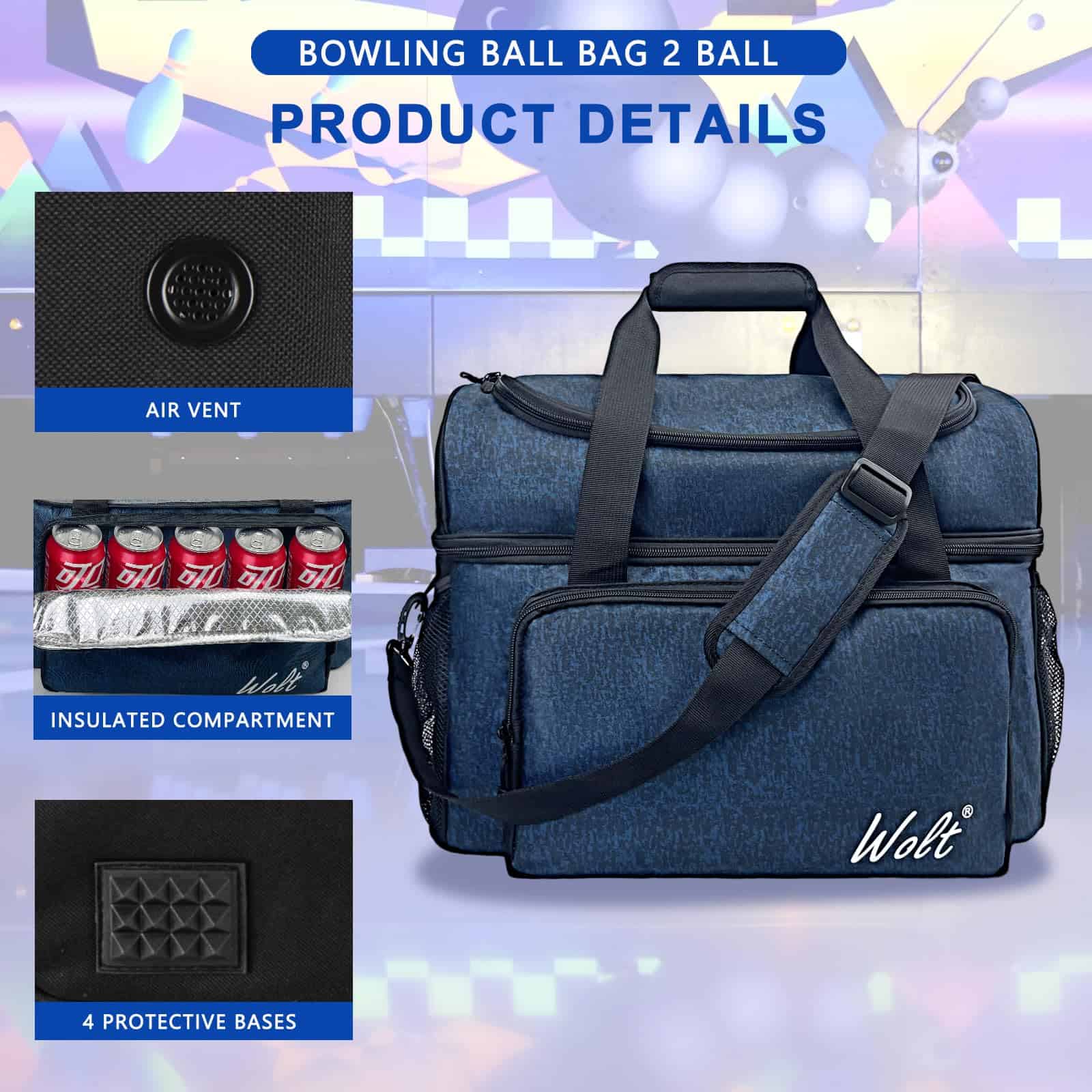 Bolso de Bolos WOLT de 2 Bolas, Bolso de Bolos con Soporte - Imagen 4