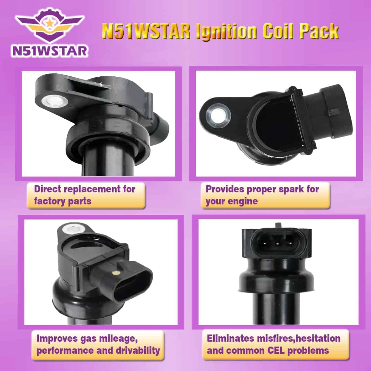 Conjunto de 6 bobinas de encendido de 3 pines N51WSTAR - Imagen 8