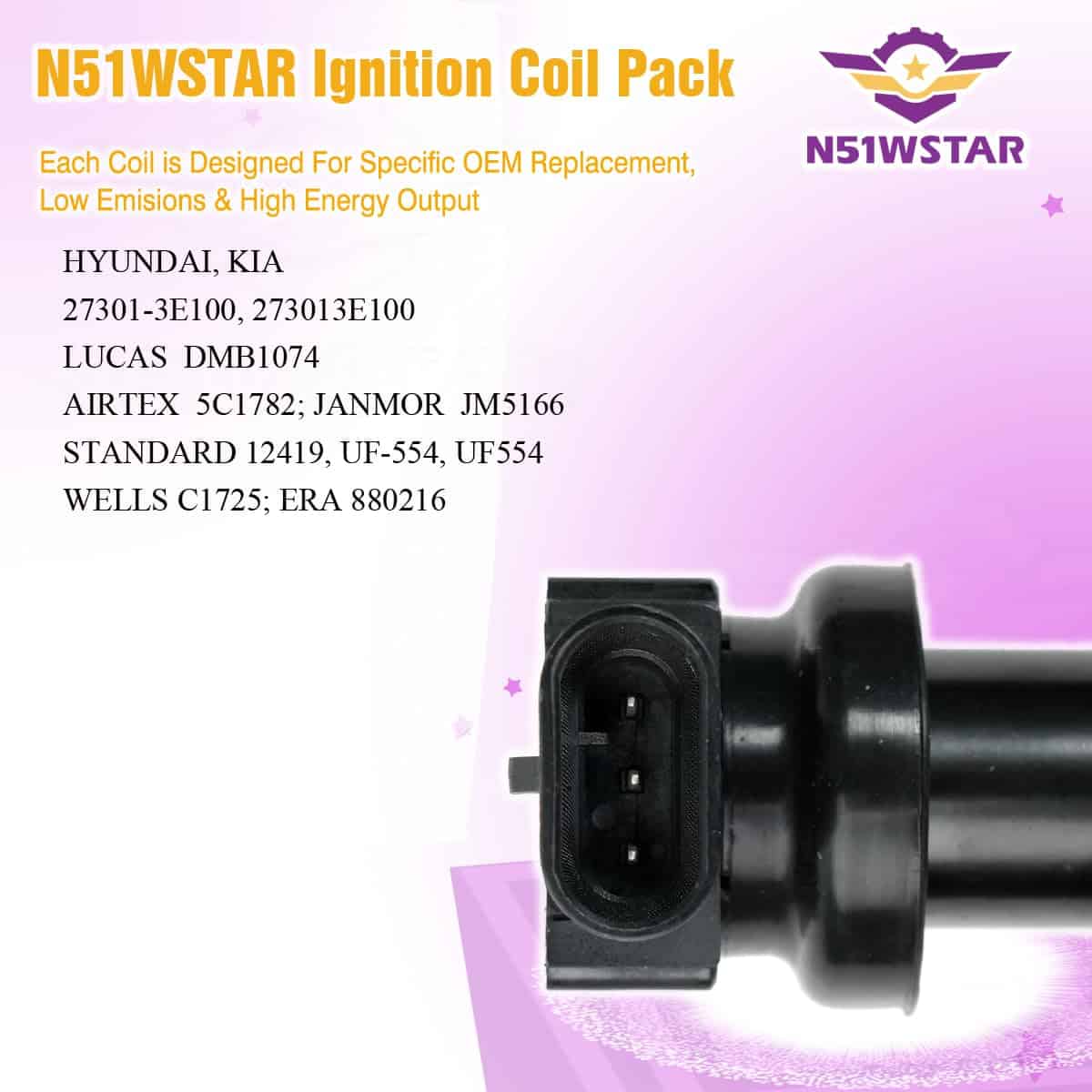 Conjunto de 6 bobinas de encendido de 3 pines N51WSTAR - Imagen 4