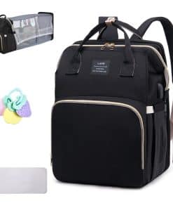 Bolso de pañales AHNTTGS con estación de -Negro
