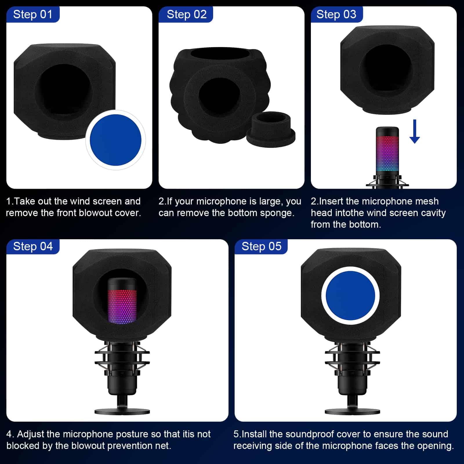 Filtro Anti-Pop Pantalla Aislante de Micrófono, Espuma - Imagen 6