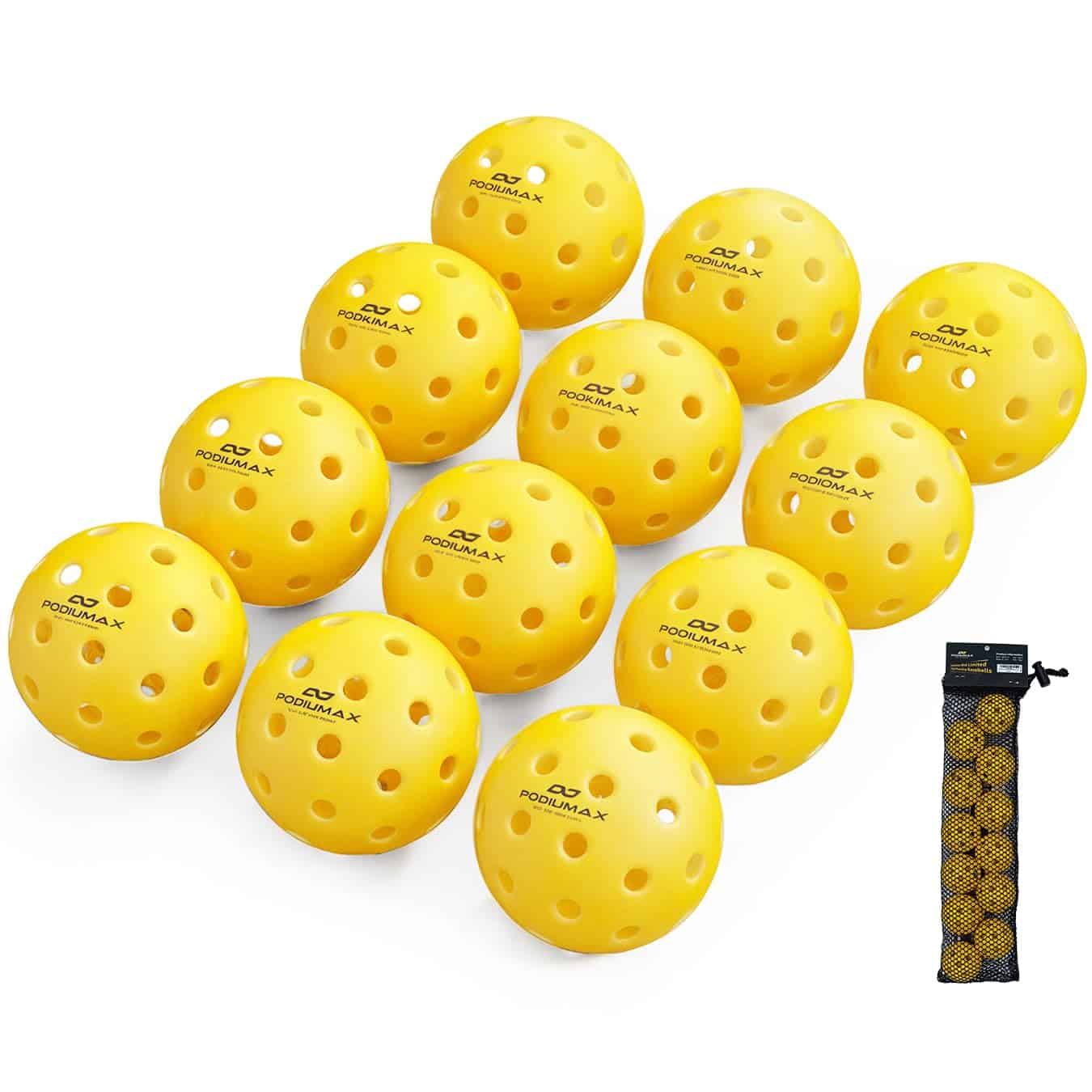 Pelotas de Pickleball Interior PodiuMax, Paquete de 12
