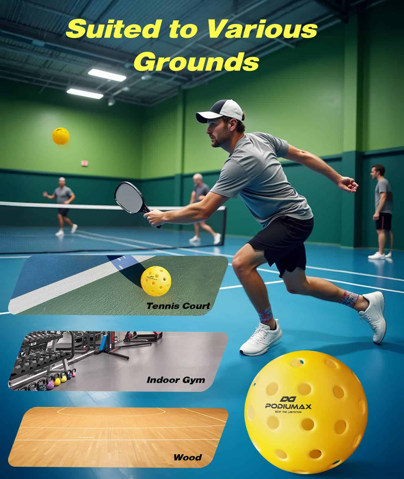 Pelotas de Pickleball Interior PodiuMax, Paquete de 12 - Imagen 7