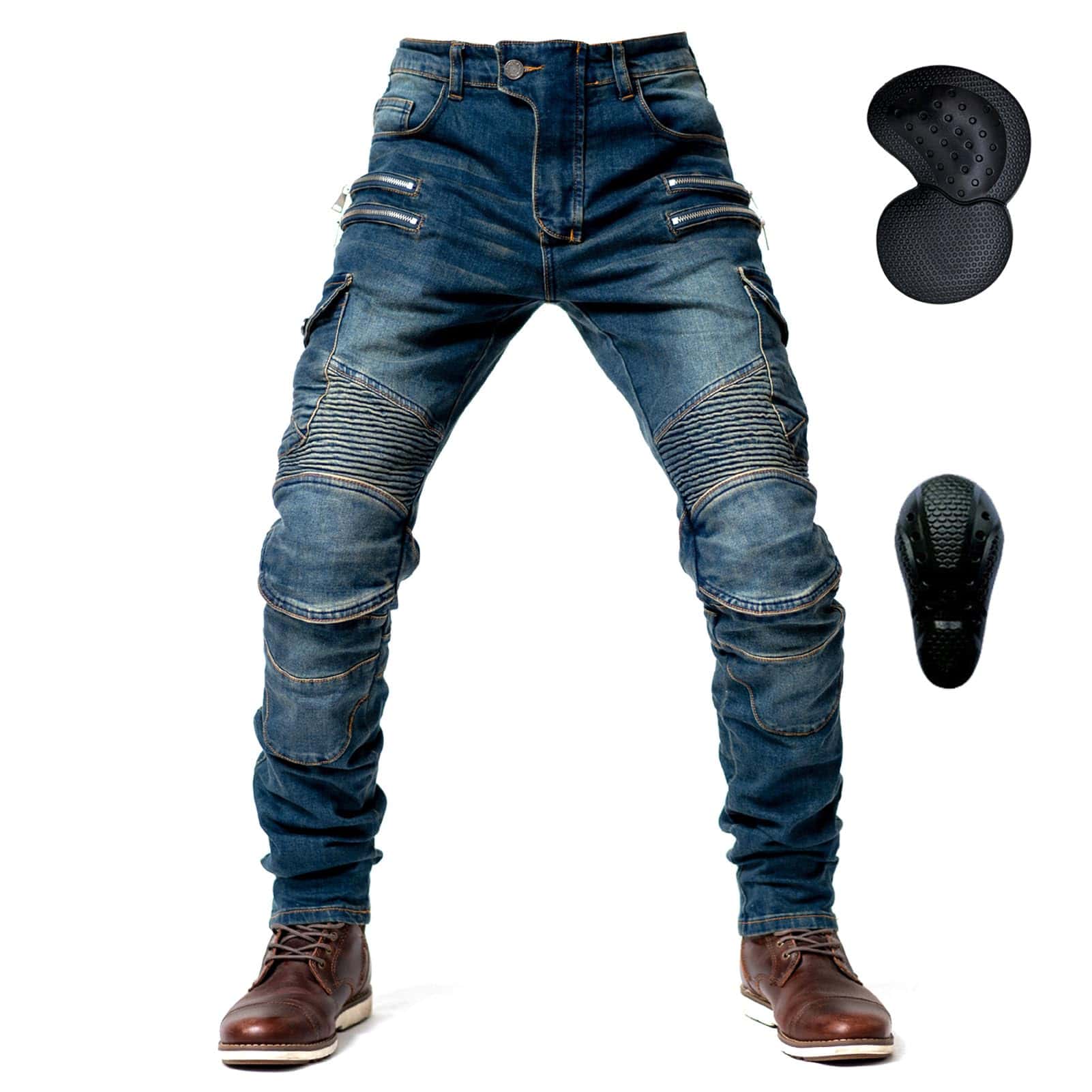 Pantalones de Moto para Hombre con Armadura, -Azul