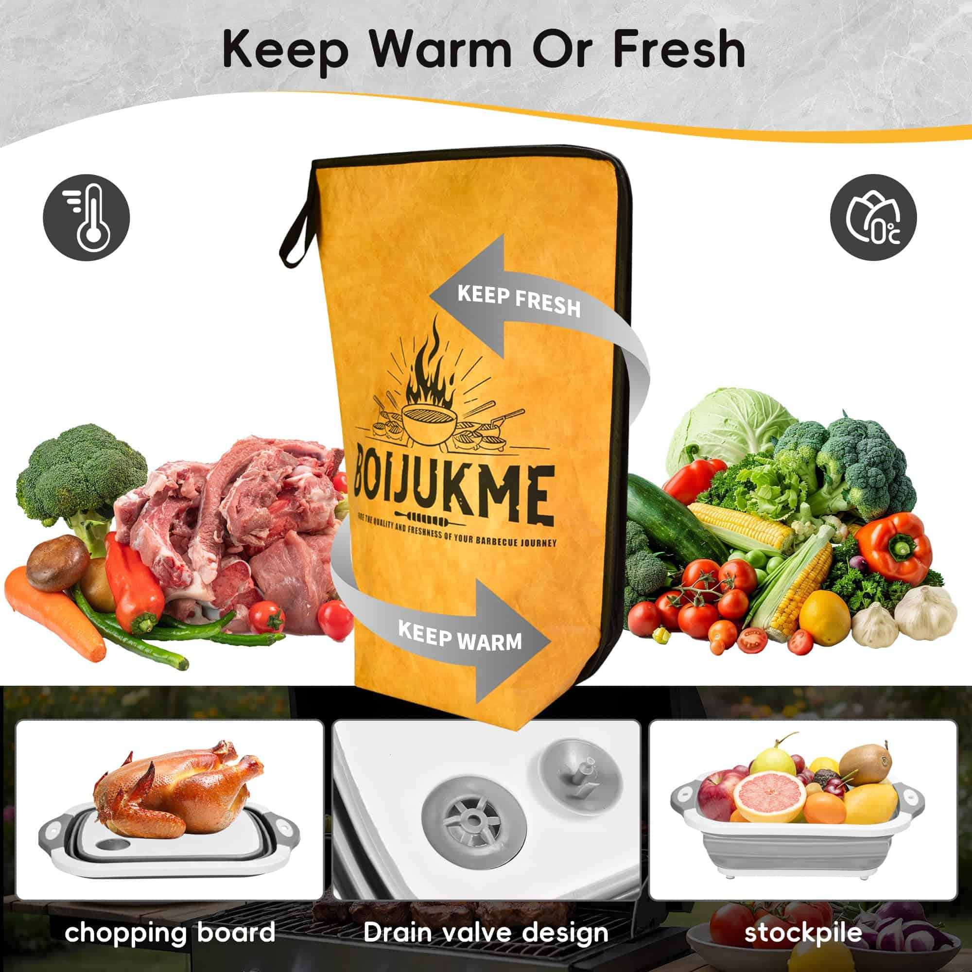 Manta de Barbacoa para Reposar Carne, Bolsa Aislante para - Imagen 5