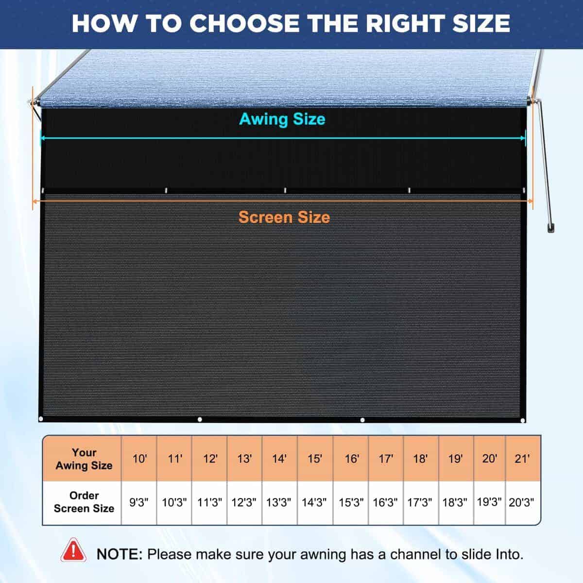 Toldo de sombra para RV Glamful con cremallera 9' X 19'3", - Imagen 9