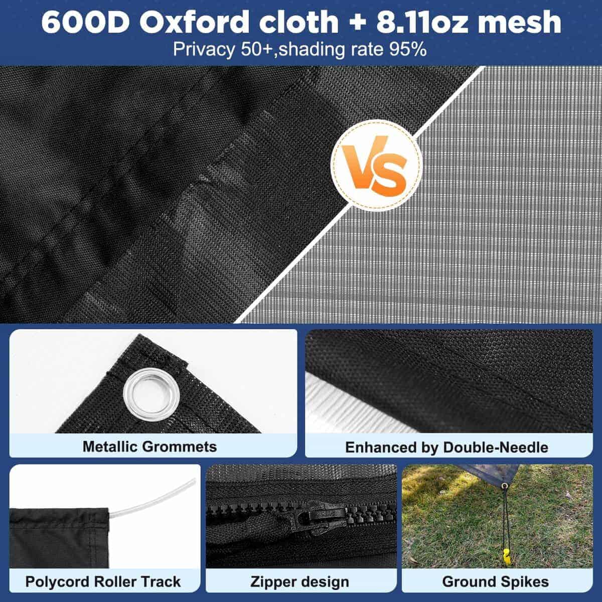 Toldo de sombra para RV Glamful con cremallera 9' X 19'3", - Imagen 3