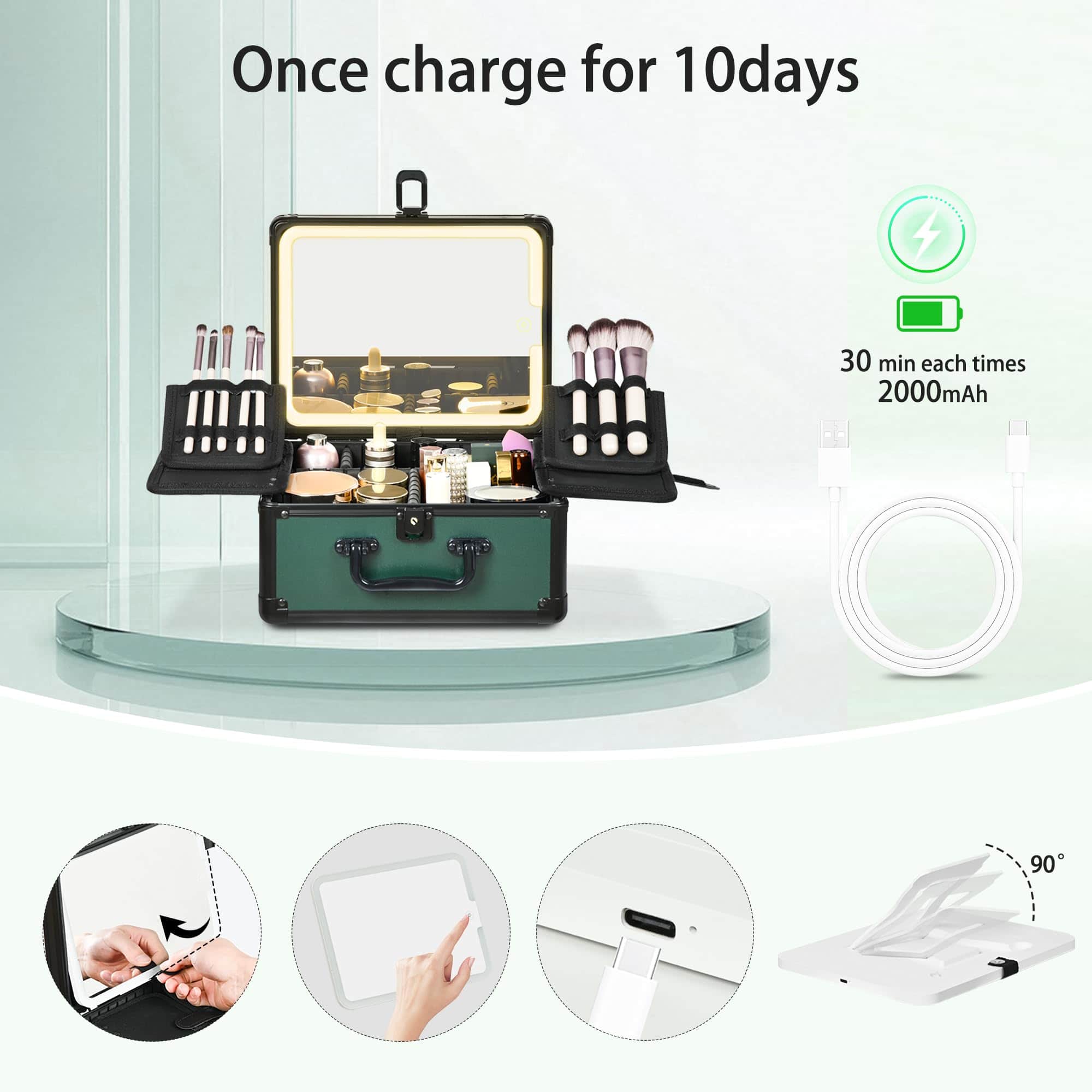 Estuche de Maquillaje GALHUBIS con -Negro Verde - Imagen 7