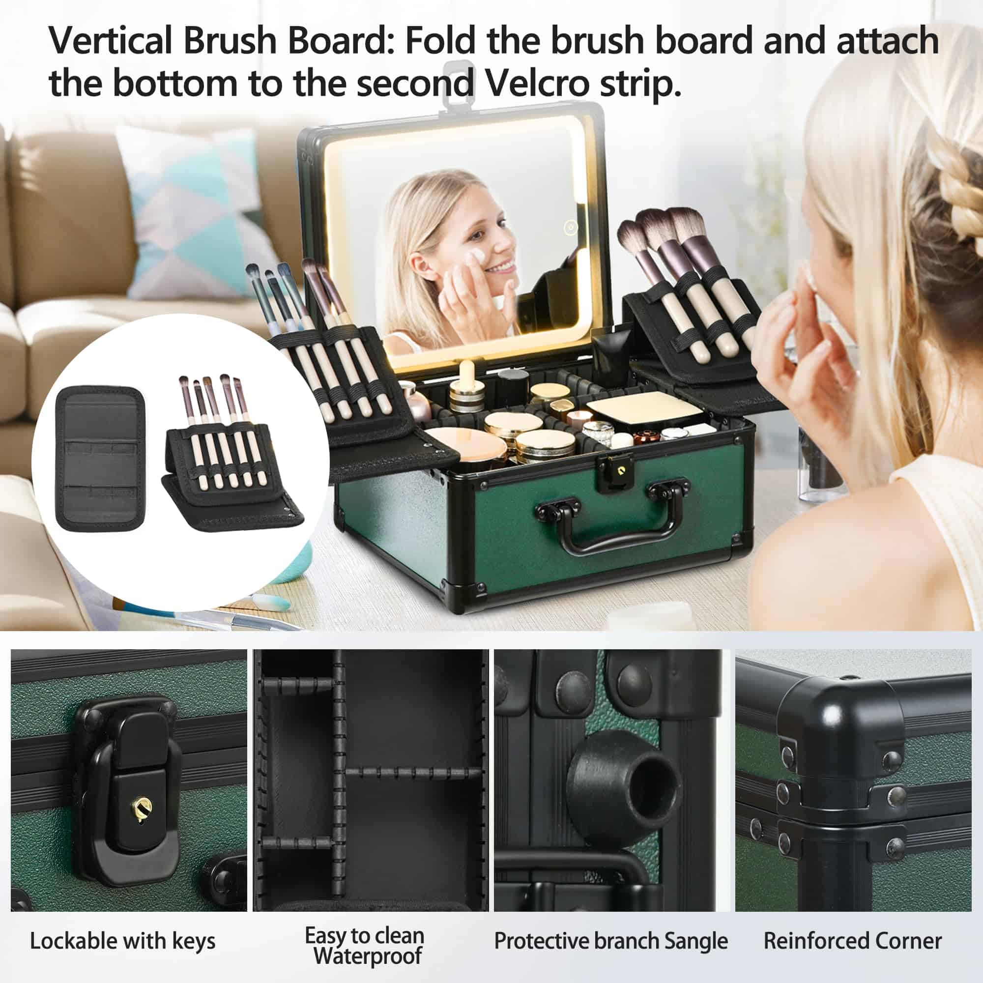 Estuche de Maquillaje GALHUBIS con -Negro Verde - Imagen 8