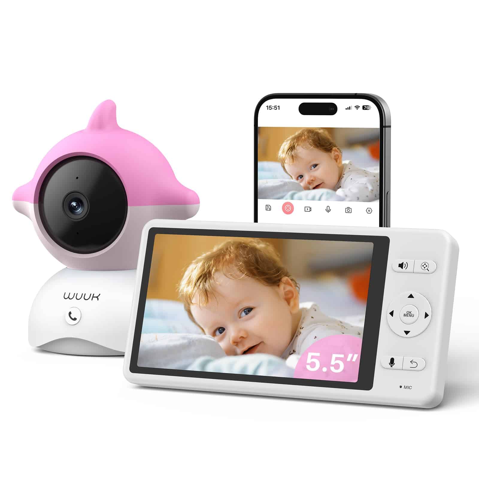 Monitor de Video para Bebés WUUK de 4MP, Pantalla de 5.5