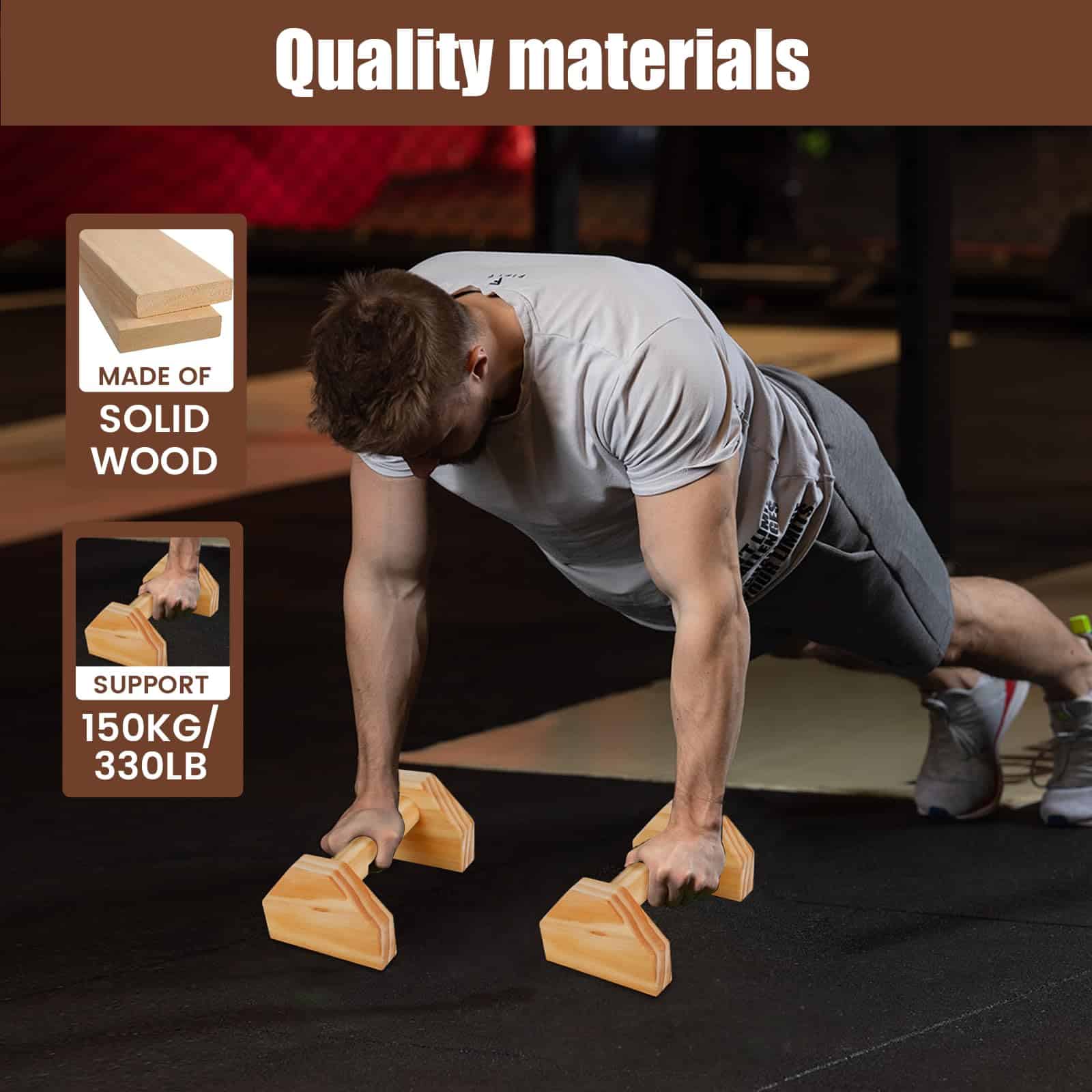 VMBQRTI 1 Par de Barras de Flexiones de Madera, Soportes de - Imagen 5