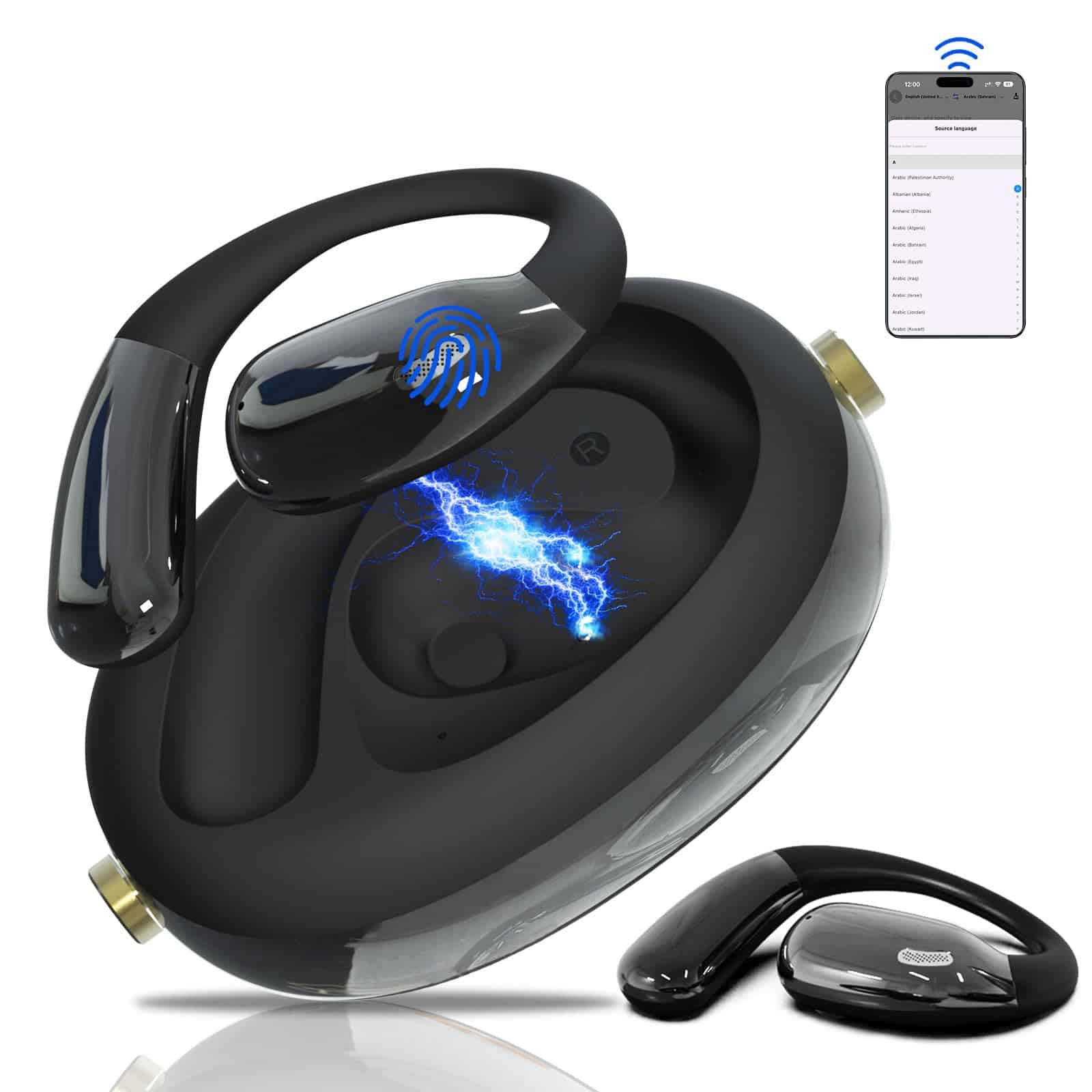 Auriculares de Traducción de IA en Tiempo Real, -os, Negro