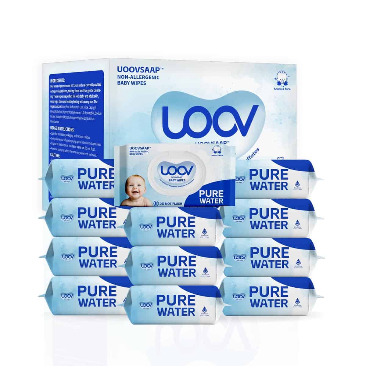 Pañales húmedos naturales para bebé UOOVSAAP Pure Water