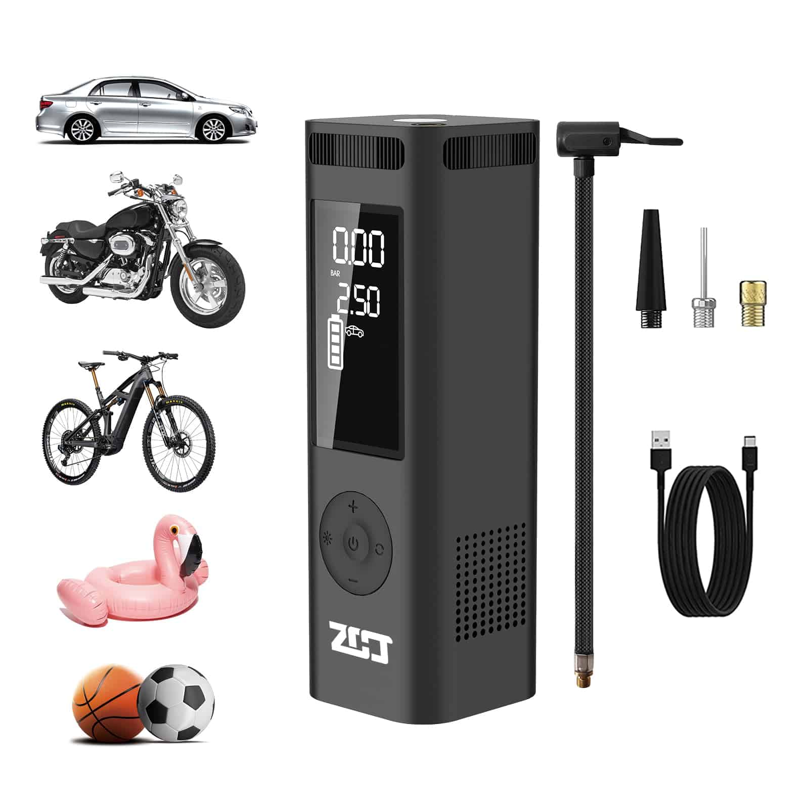 Inflador de Neumáticos Compresor de Aire -a y Balón