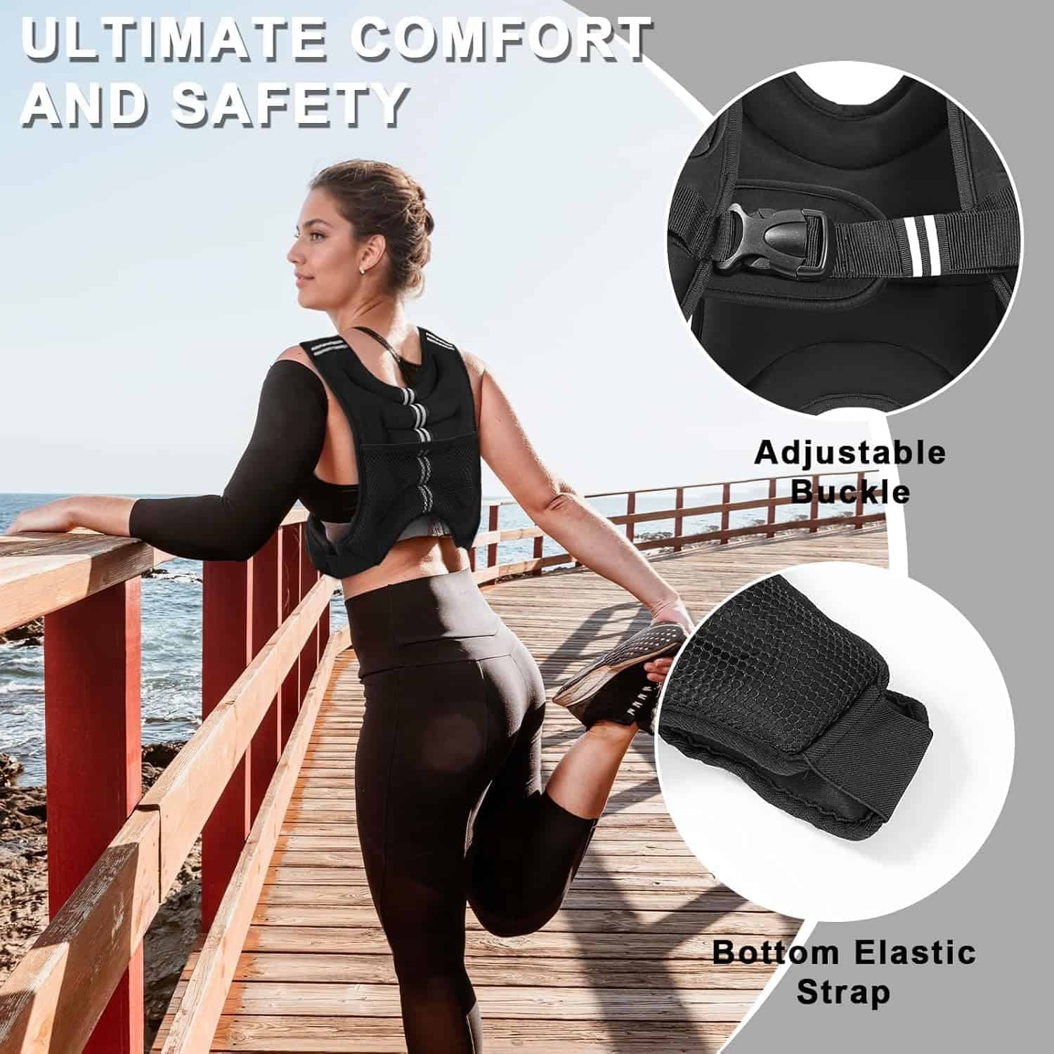 Chaleco con Peso para Mujeres, Hombres y -Negro - Imagen 6