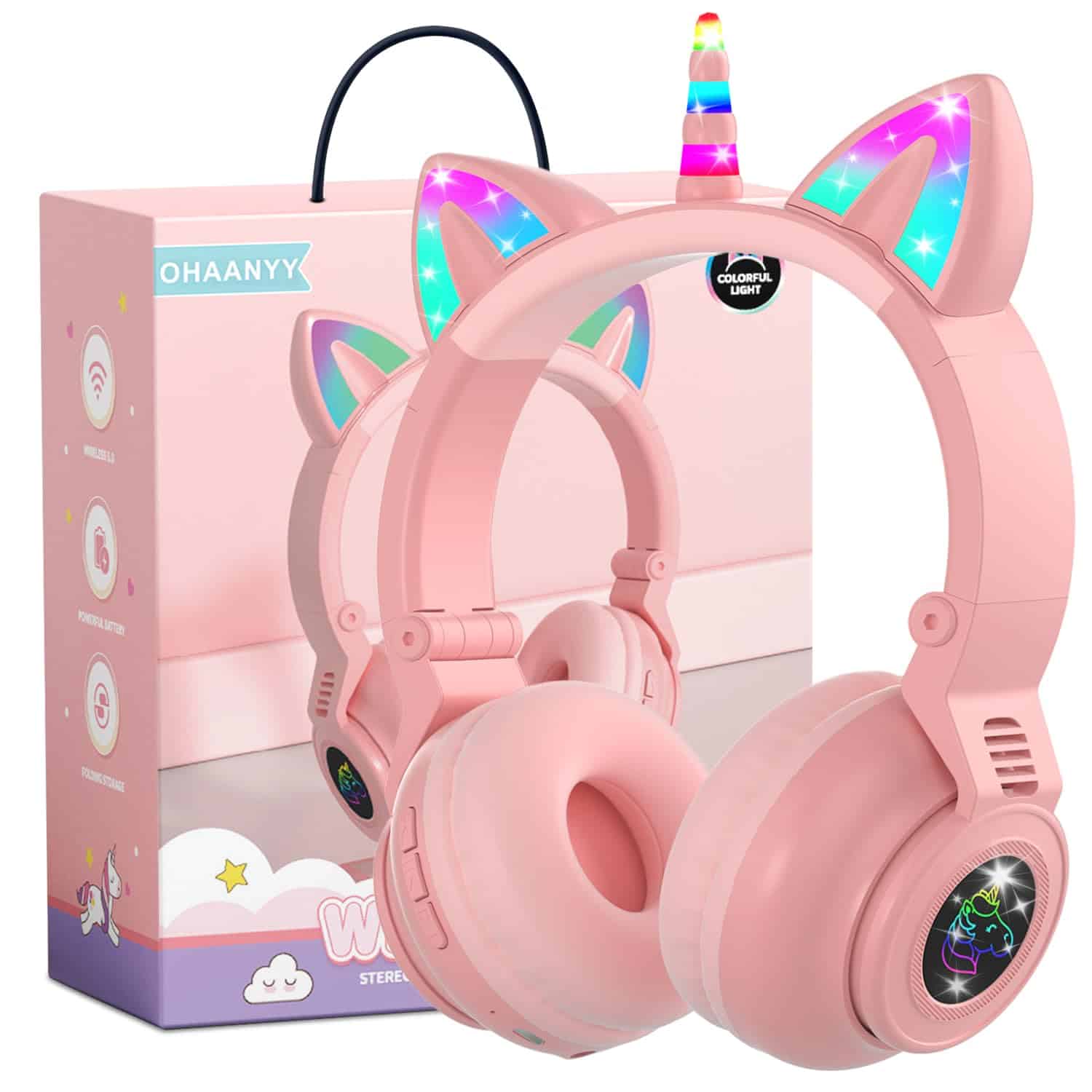 Audífonos Bluetooth para niños con diseño -Rosa