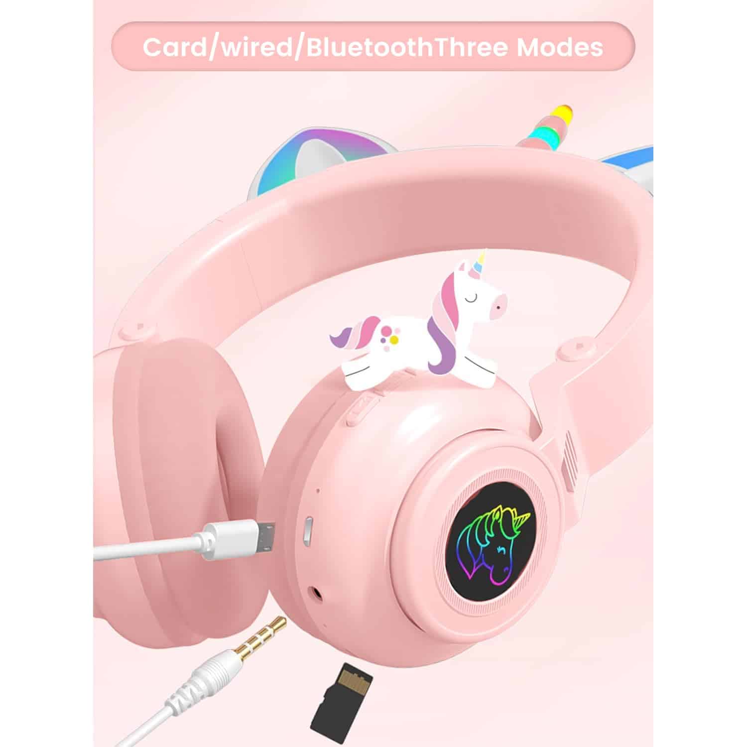 Audífonos Bluetooth para niños con diseño -Rosa - Imagen 3