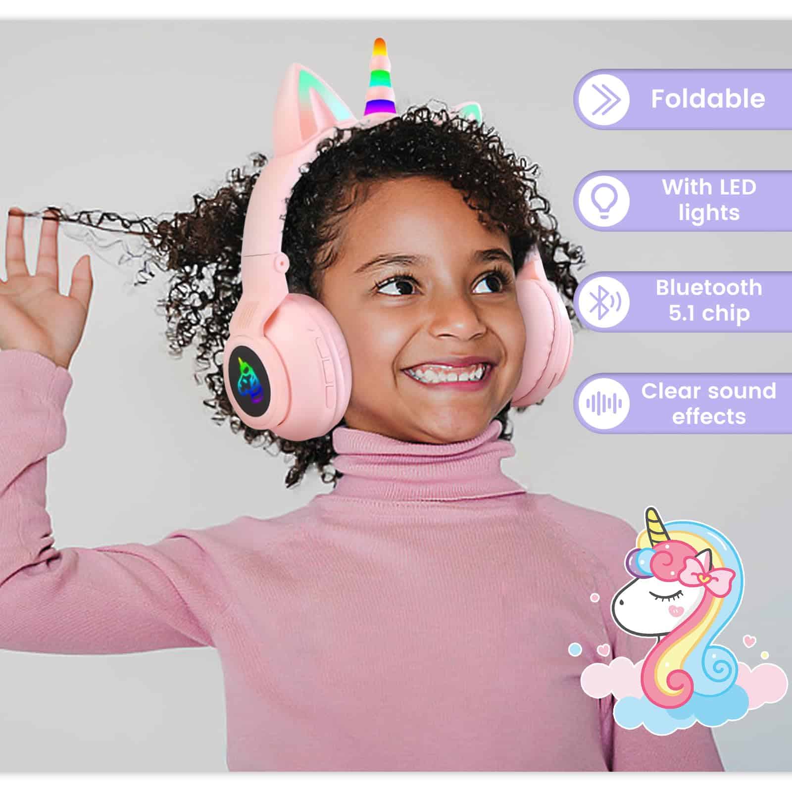 Audífonos Bluetooth para niños con diseño -Rosa - Imagen 8