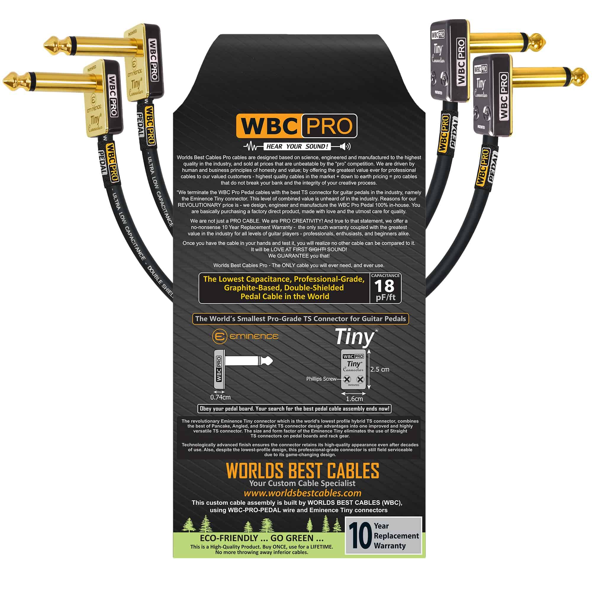 2 Unidades - 10 Pulgadas - WBC-PRO-PEDAL � 22 AWG - Baja