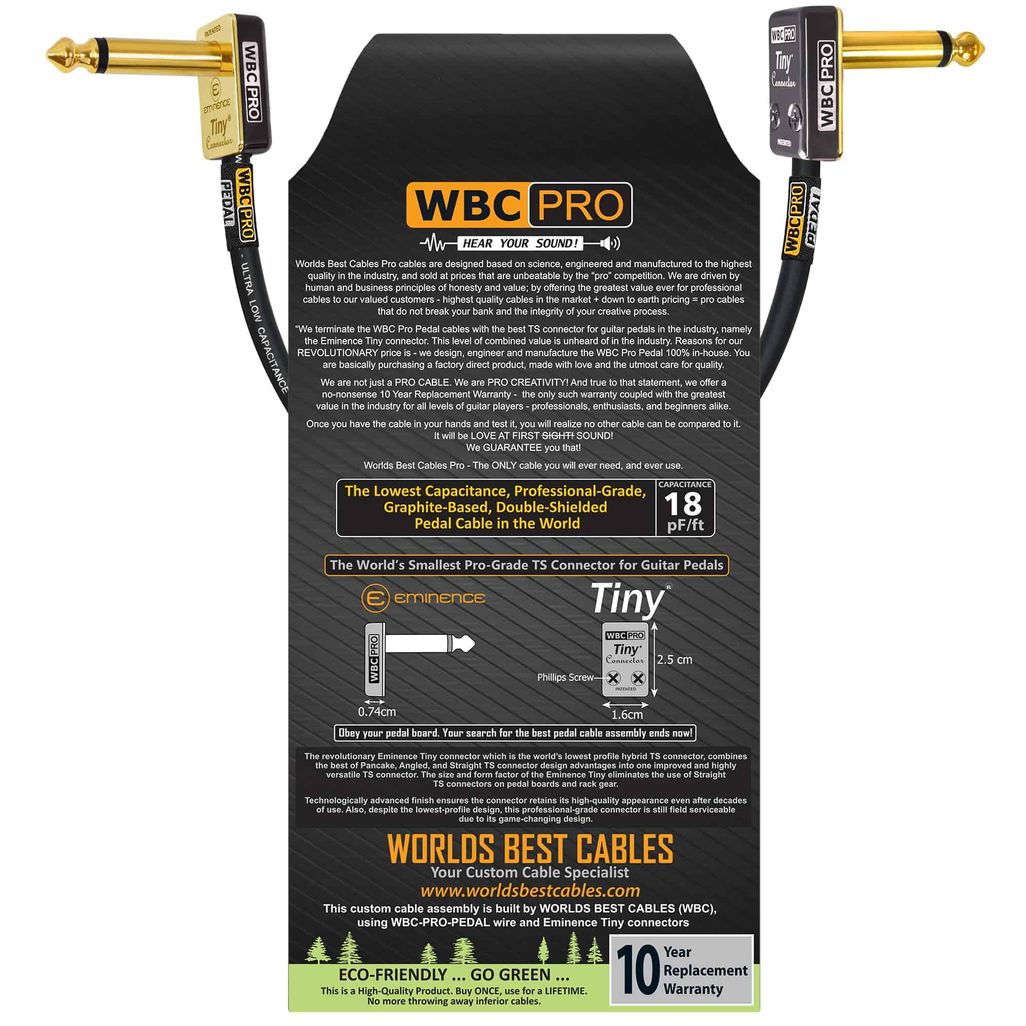 Cable de 15 pulgadas WBC-PRO-PEDAL de 22 AWG - Baja