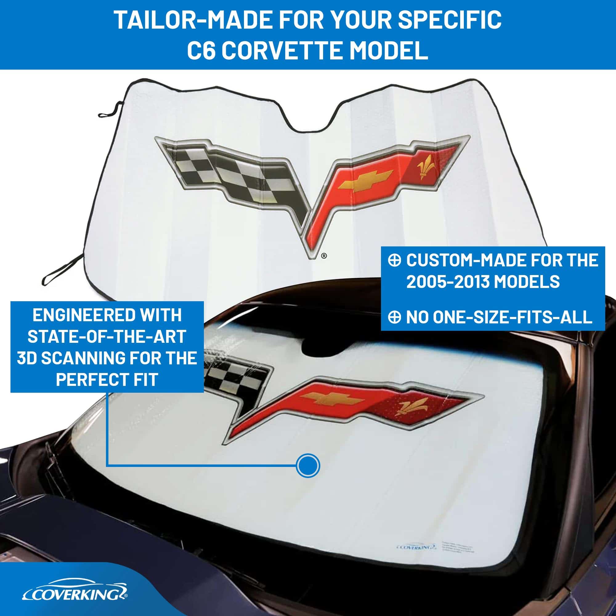 Holda C6 Corvette Logo Parasol para Parabrisas, Estilo - Imagen 3