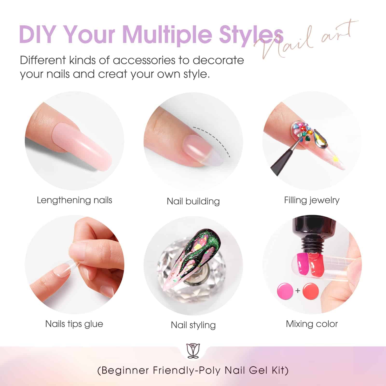 Kit de 38PCS de Poli Gel para Uñas ROSALIND con Mini - Imagen 6