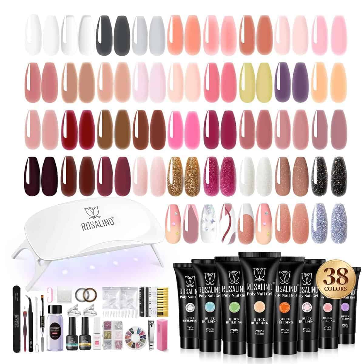 Kit de 38PCS de Poli Gel para Uñas ROSALIND con Mini