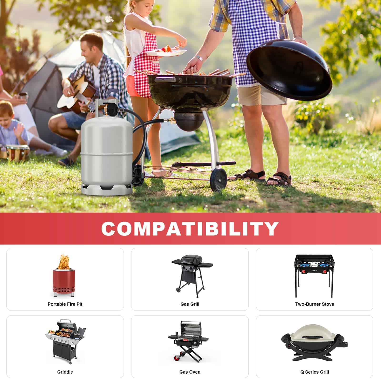 Adaptador de Propano AUTATUE Manguera de Goma Negra 1 lb a - Imagen 7