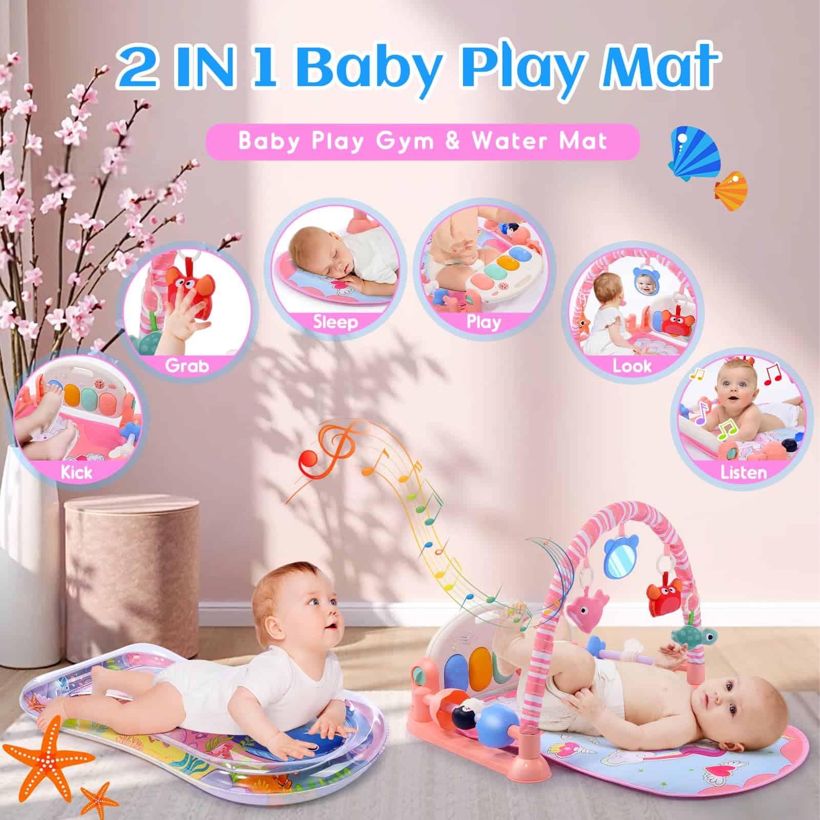 Tapetes de gimnasia para bebés con tapete de agua para el - Imagen 3