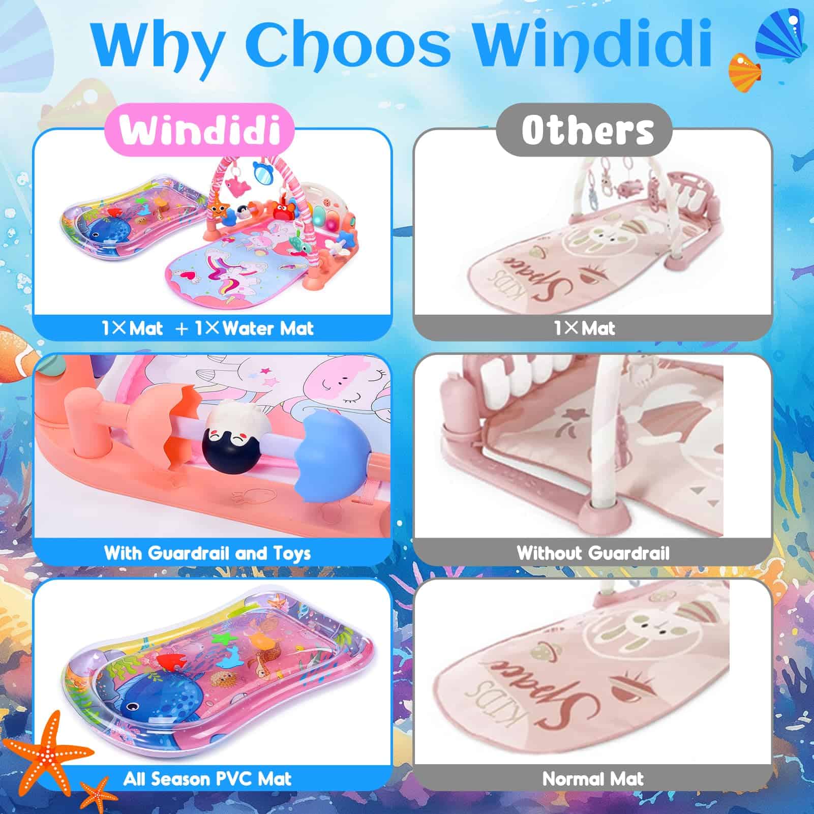 Tapetes de gimnasia para bebés con tapete de agua para el - Imagen 7