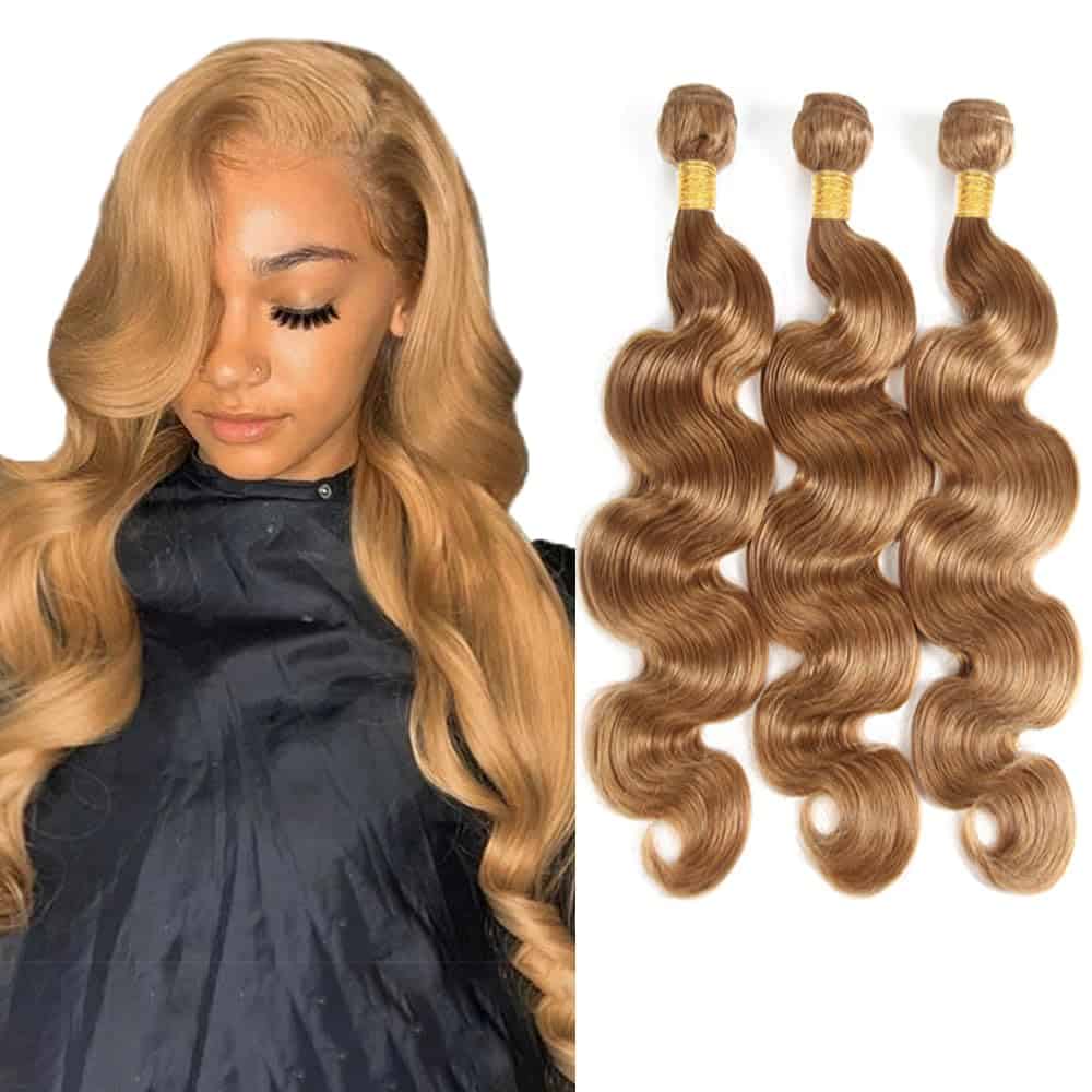 Paquetes de Onda del Cuerpo Rubia Miel #27 Extensiones de