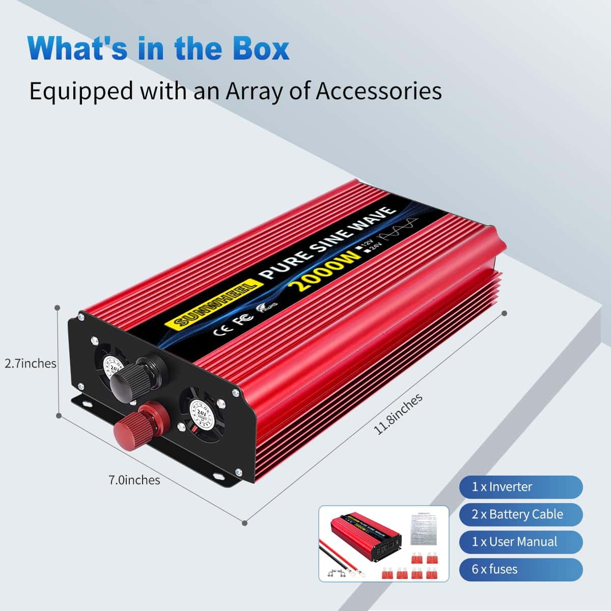 Inversor de Onda Sinusoidal Pura SUNWHEEL 2000W 24V, - Imagen 10