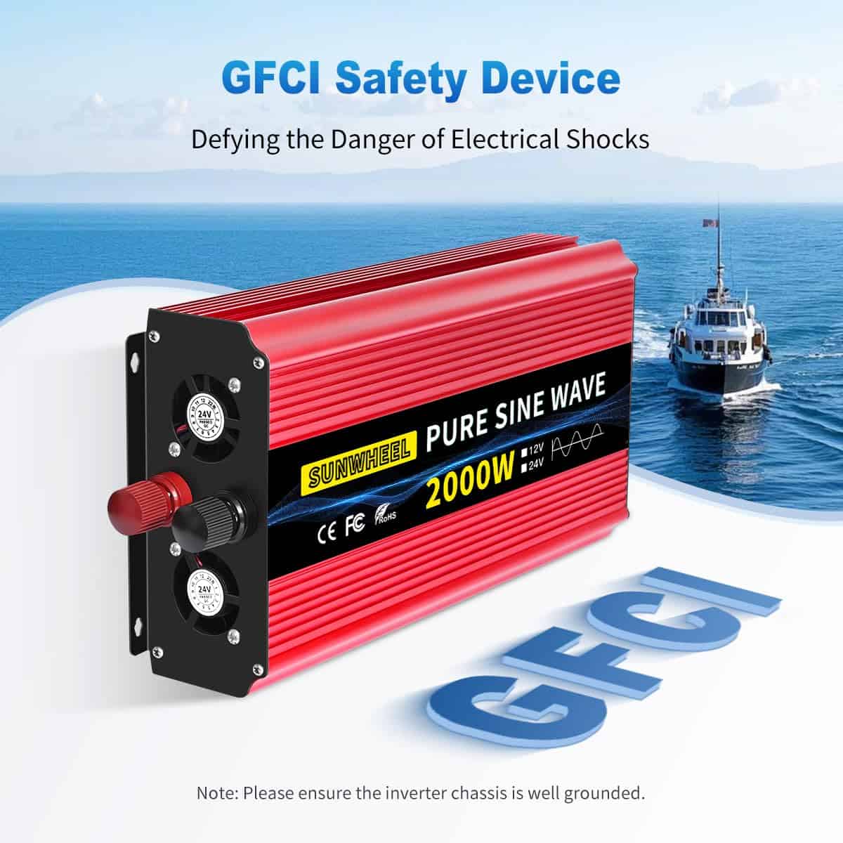 Inversor de Onda Sinusoidal Pura SUNWHEEL 2000W 24V, - Imagen 6
