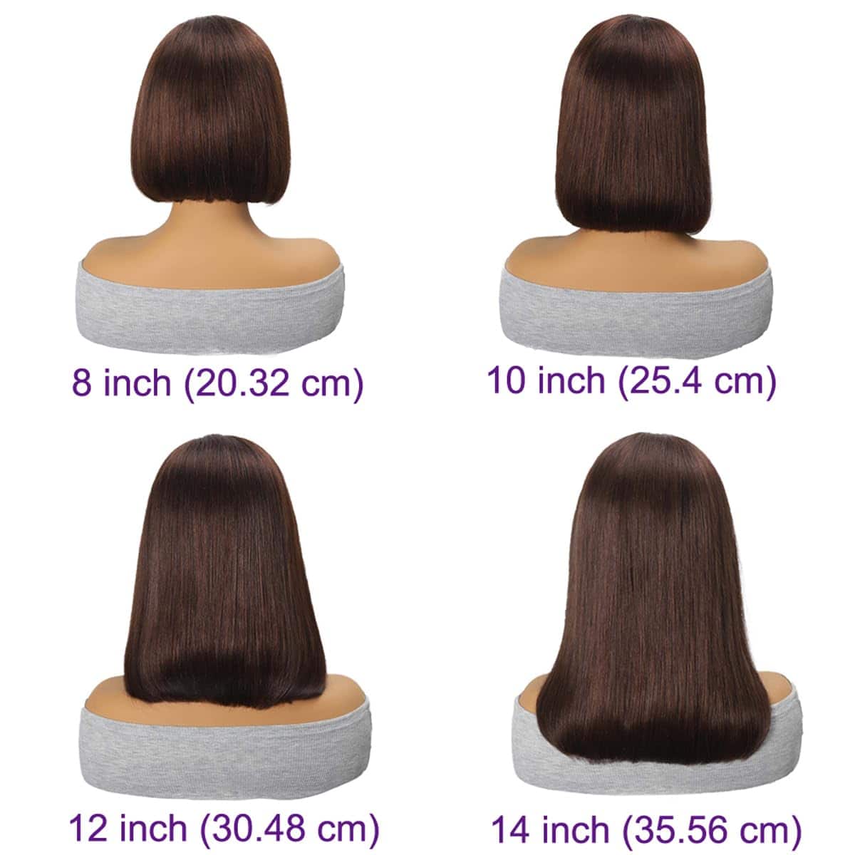 YOUFA Peluca de Cabello Humano Lace Front de Bob en Marrón - Imagen 7