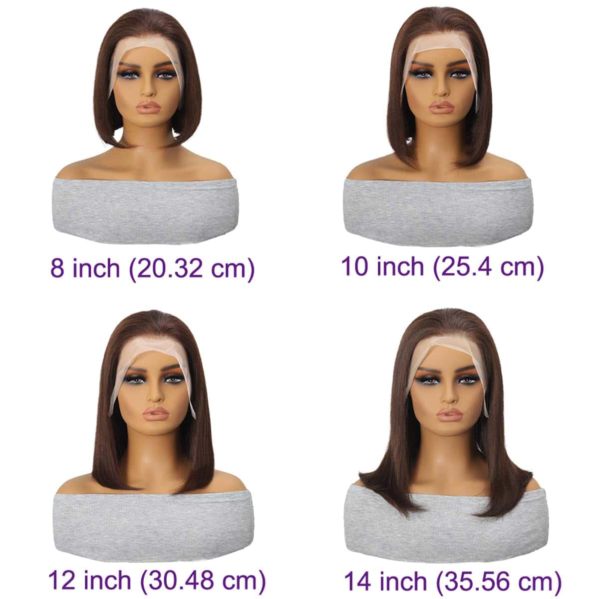 YOUFA Peluca de Cabello Humano Lace Front de Bob en Marrón - Imagen 6