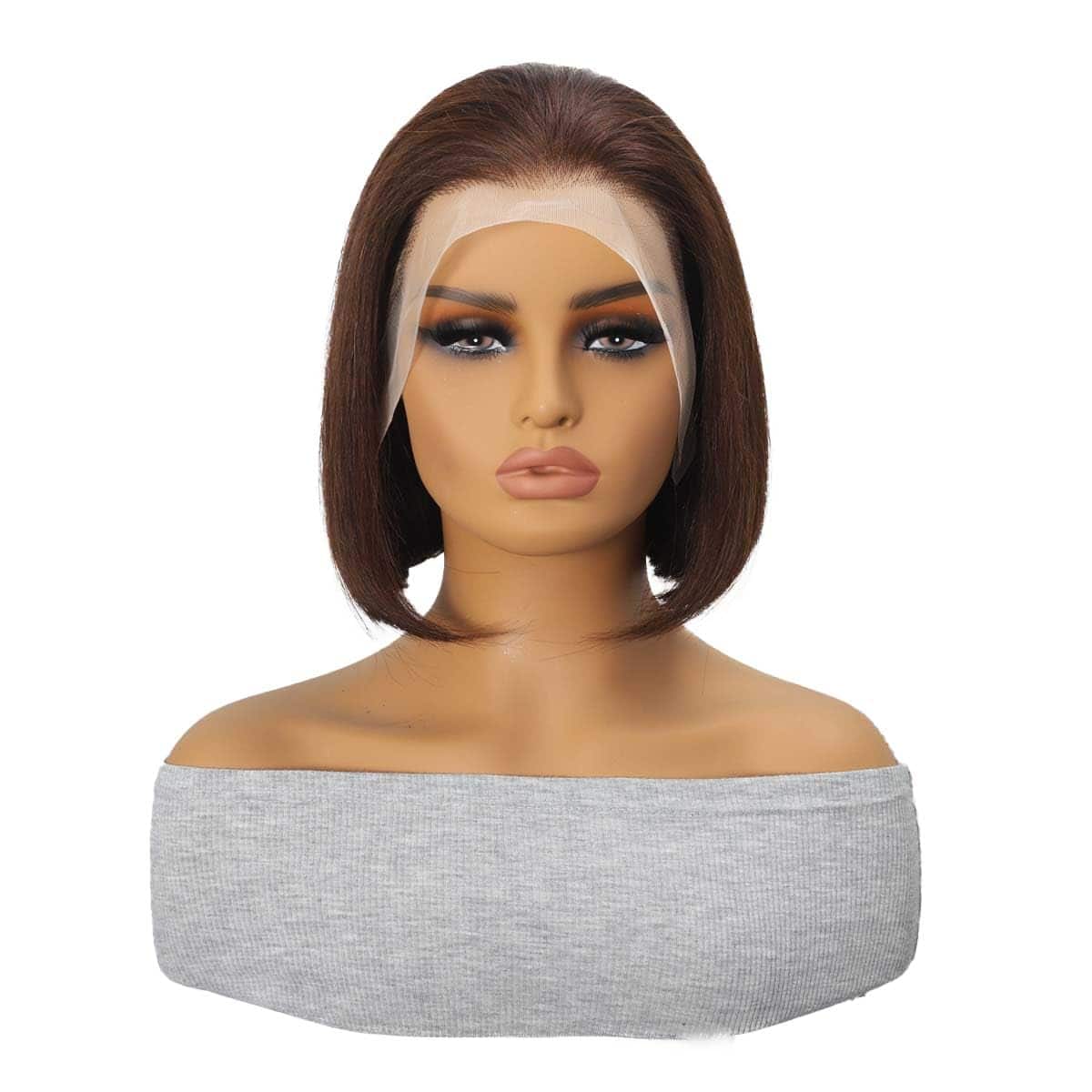 YOUFA Peluca de Cabello Humano Lace Front de Bob en Marrón - Imagen 3