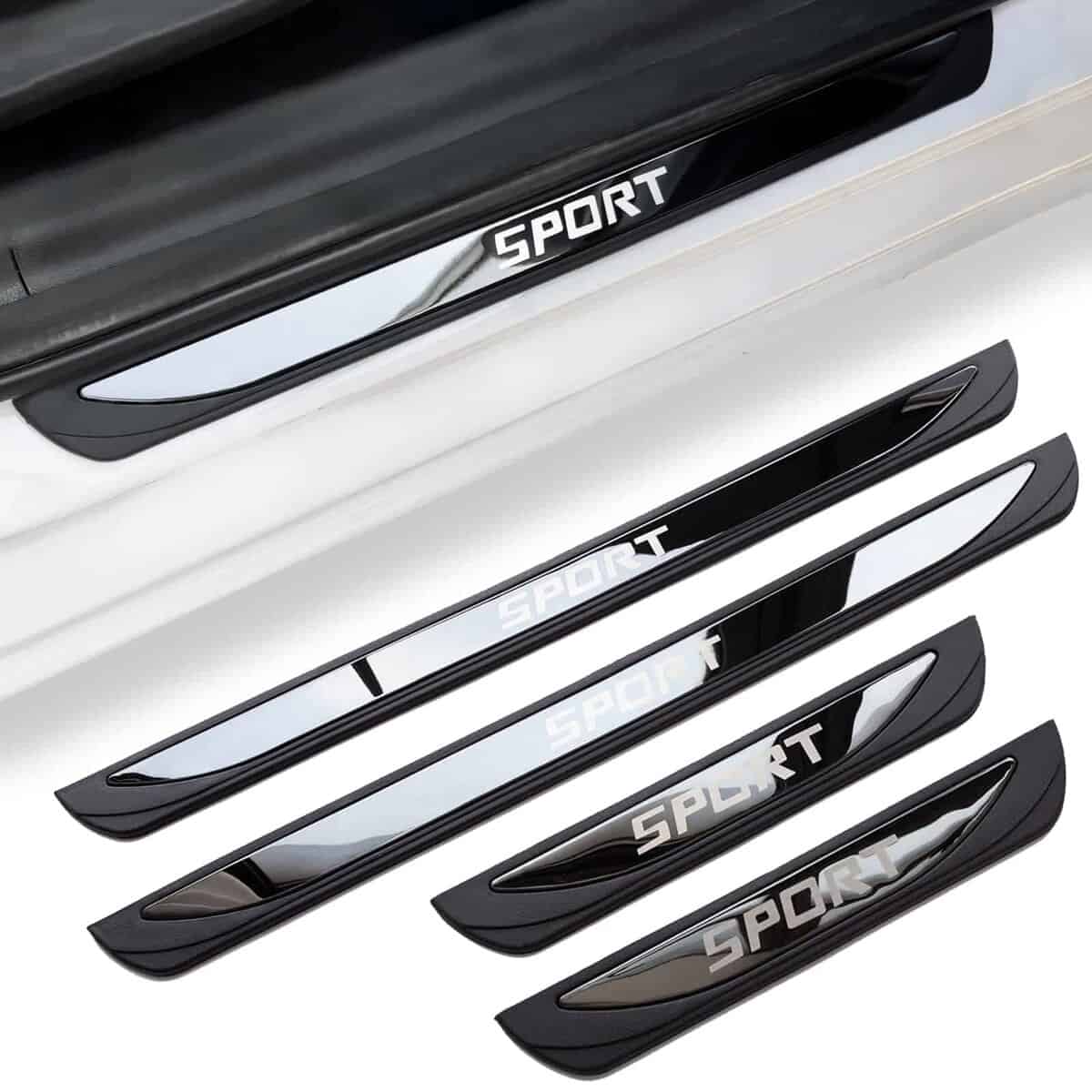 DREOOCAR 4Pcs Protector de Umbral de Puerta de Coche Placa