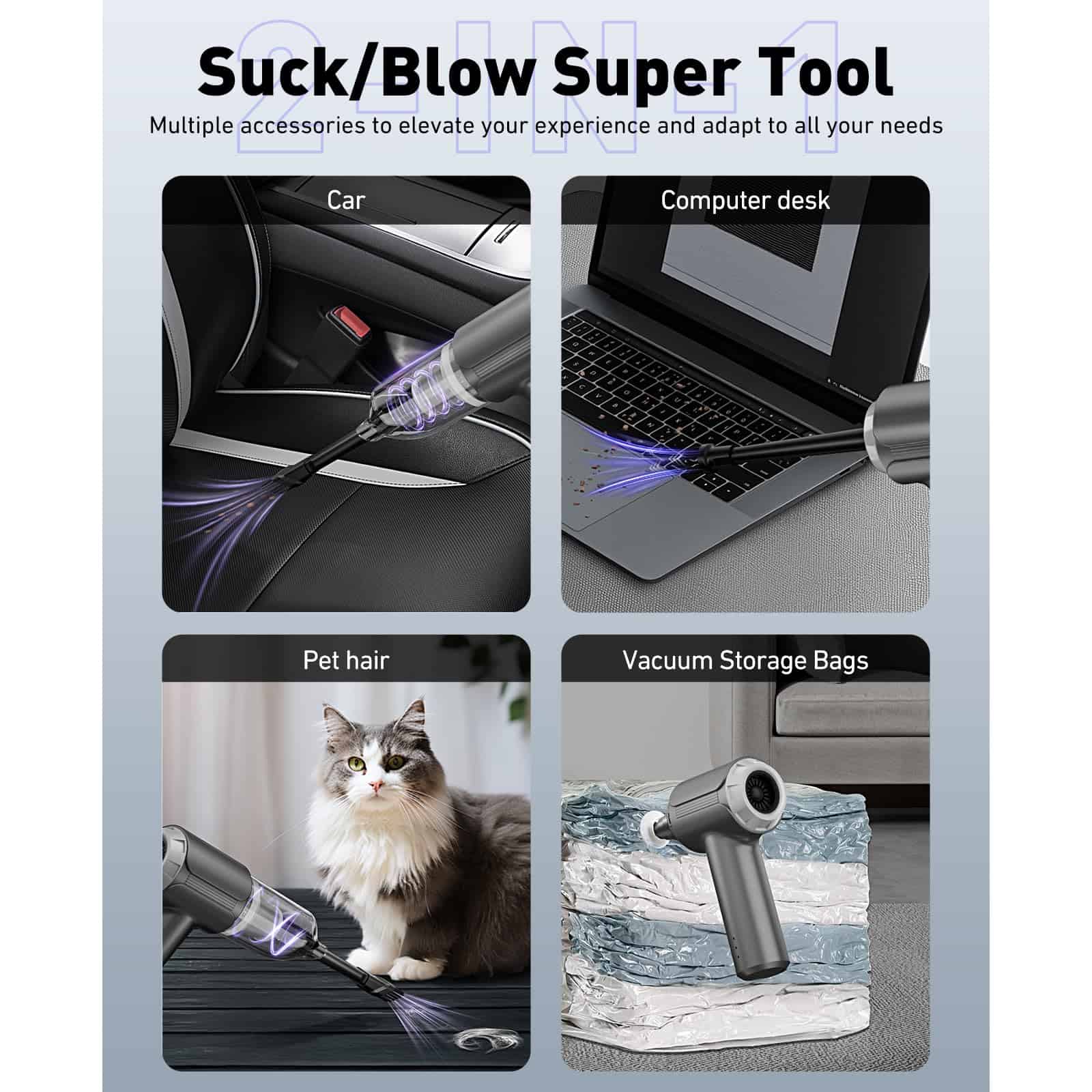 Aspiradora de Mano para Coche sin Cable con Motor sin - Imagen 4